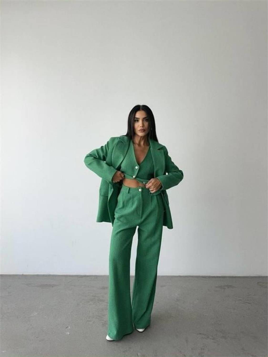 CHANEL YELEK-CEKET-PANTOLON TAKIM - Yeşil