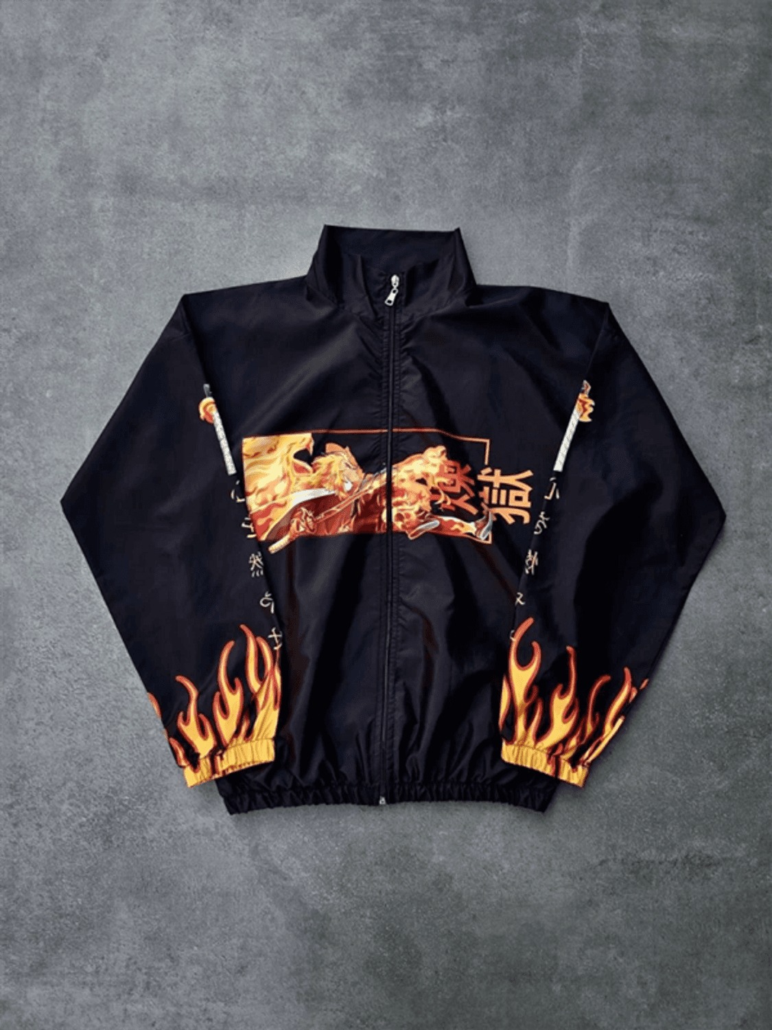 Fermuarlı Dijital Baskılı Rüzgarlık - Siyah