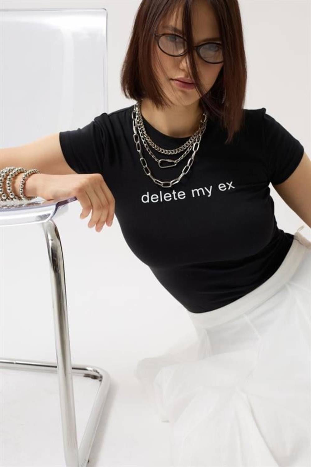 Baskılı Likralı Crop T-Shirt