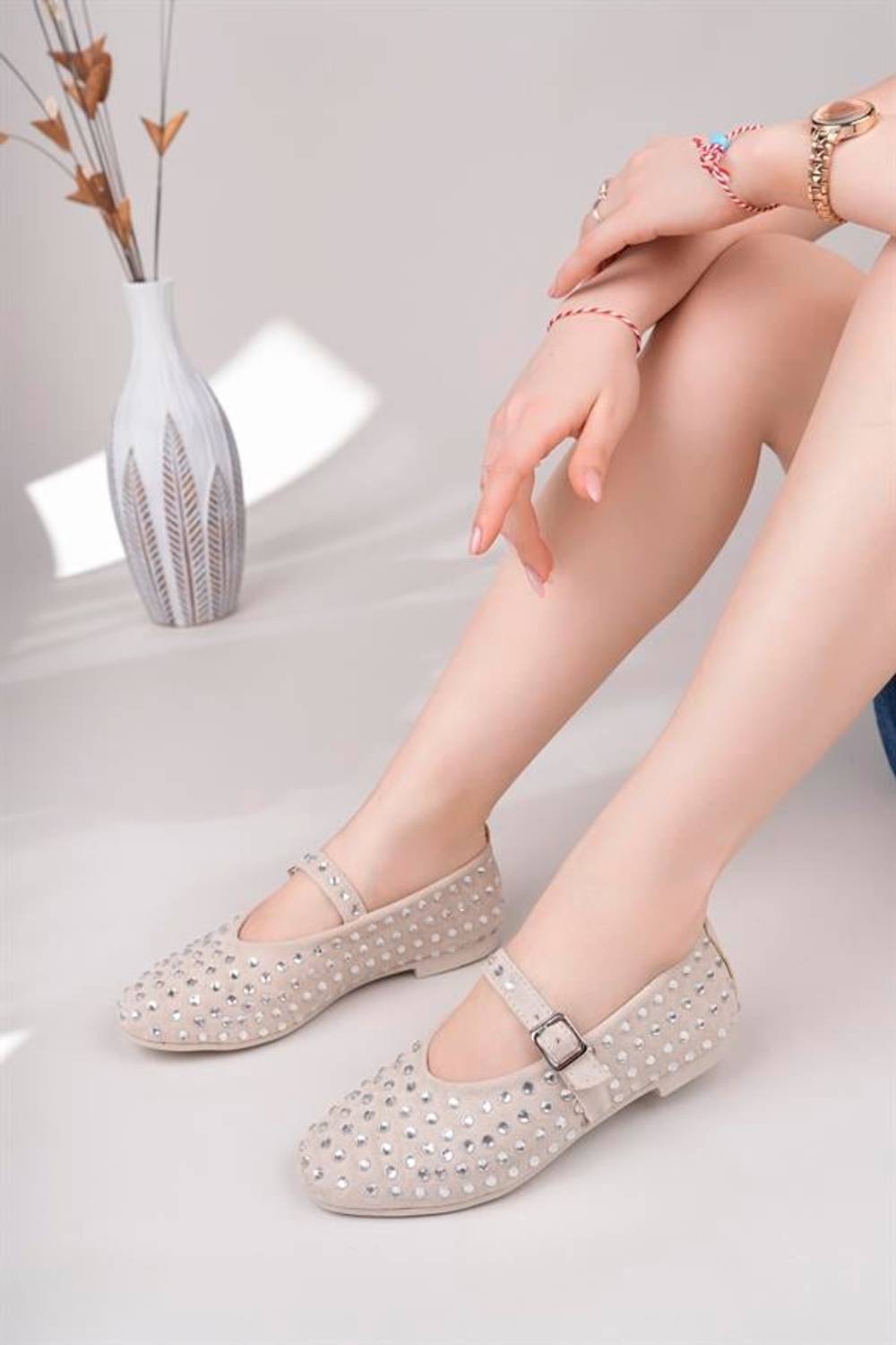 Aymood Kadın Baretli Vizon Taşlı Günlük Babet Ayakkabı