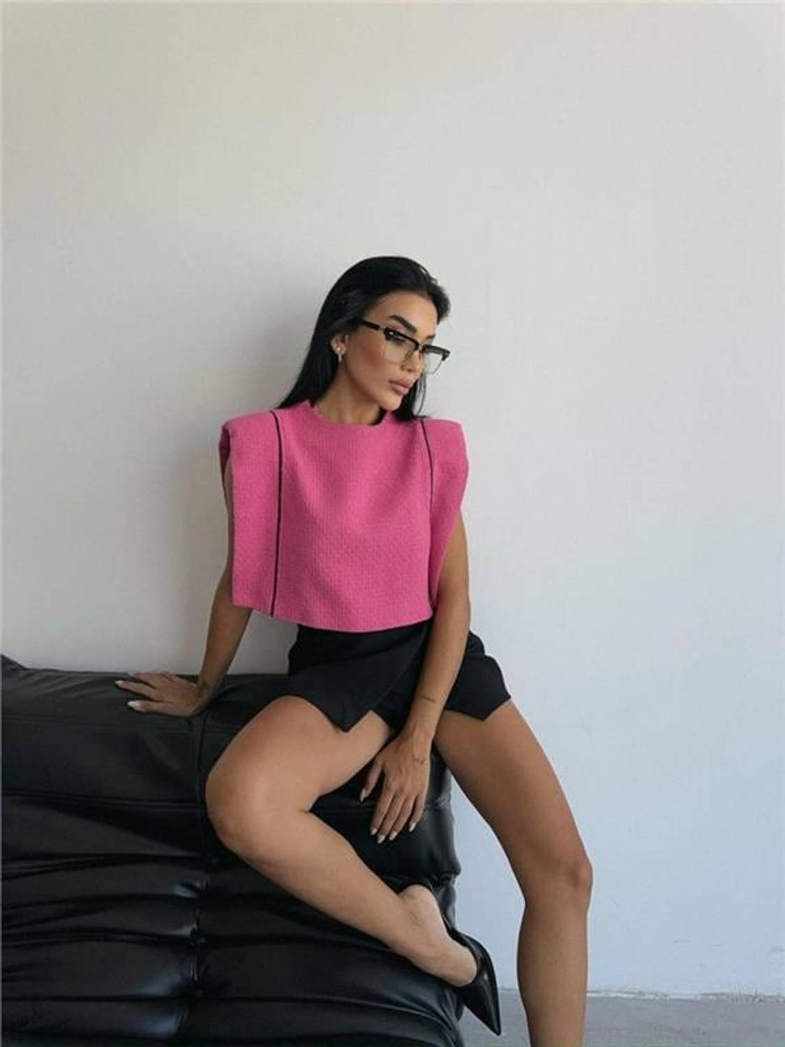 CHANEL VATKALI CROP BLUZ - Fuşya