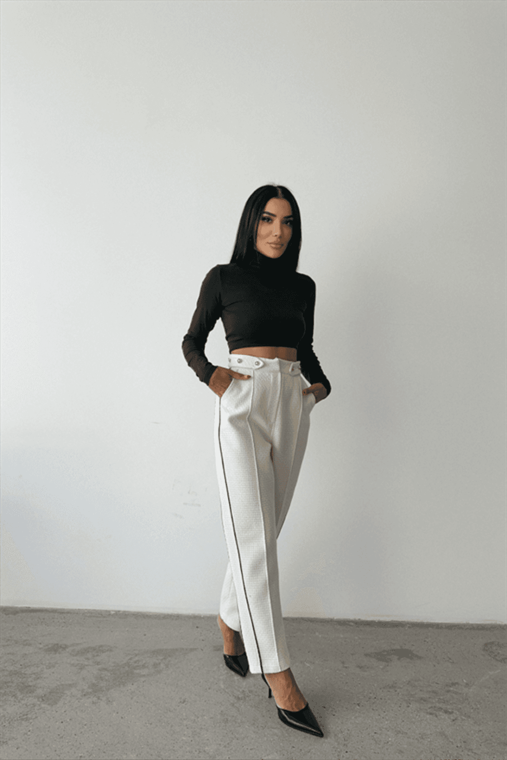 CHANEL PANTOLON YAN BİYELİ - Beyaz