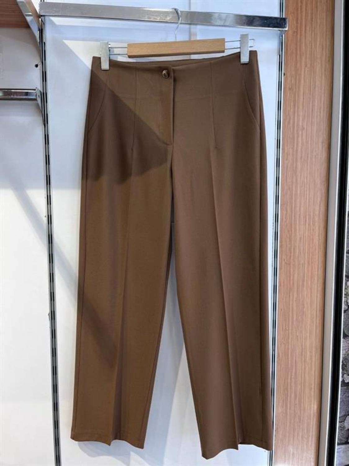 Poly Viscose Yüksek Bel Pervazli Pantolon