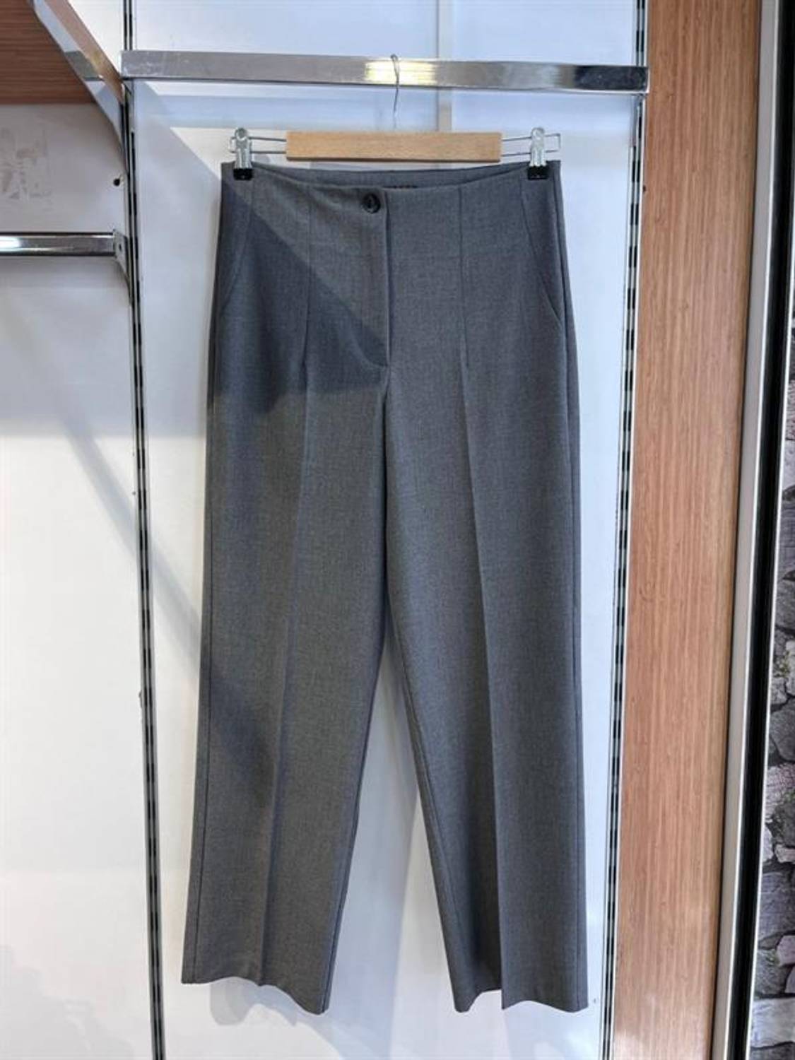 Poly Viscose Yüksek Bel Pervazli Pantolon