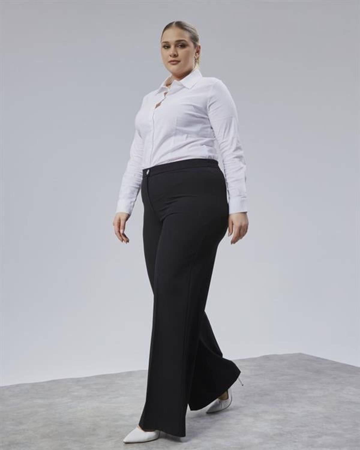 Poly Viscose Full Lycra Beli̇ Lasti̇kli̇ Battal Pantolon