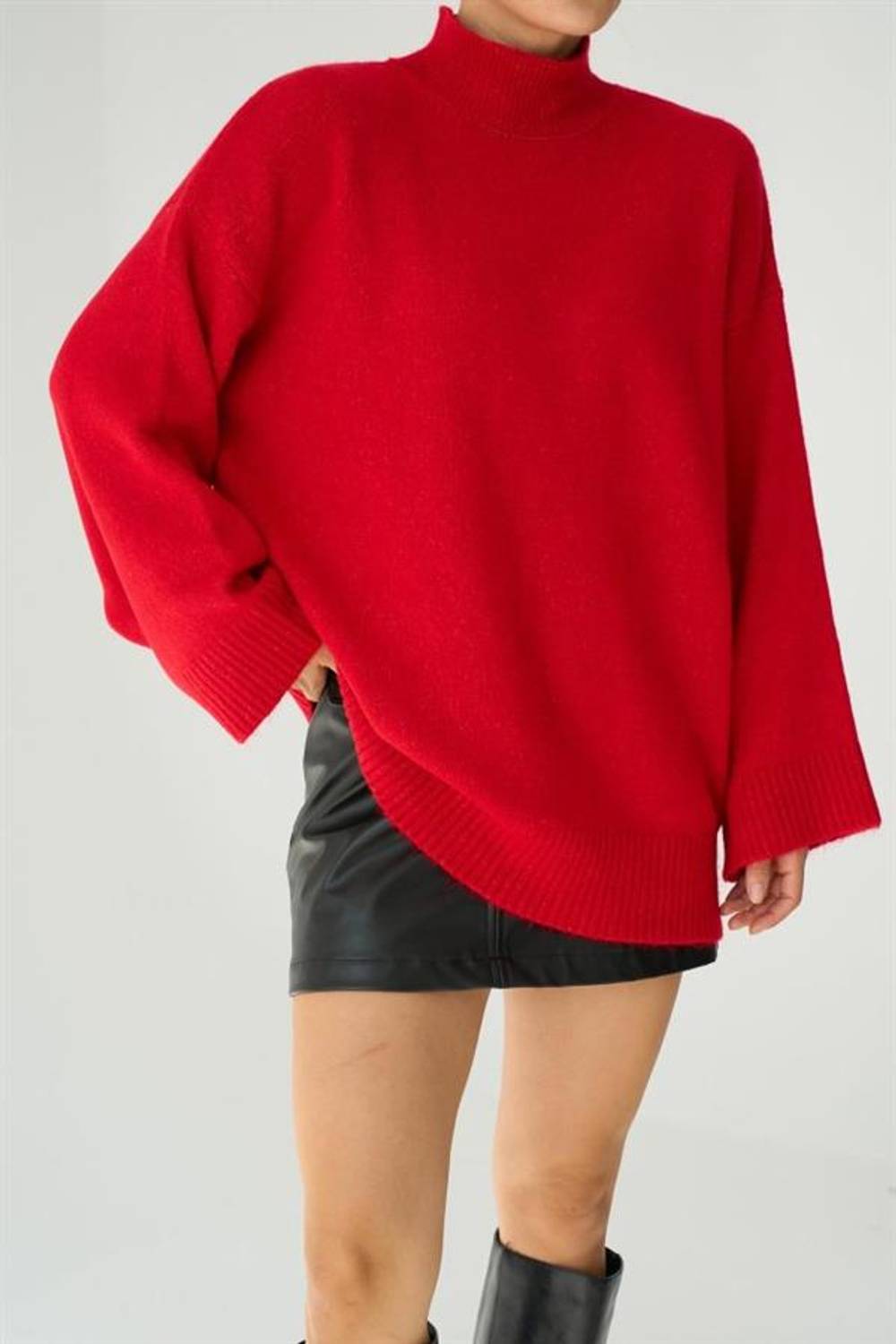 Yarım Balıkçı Uzun Kazak - Kırmızı