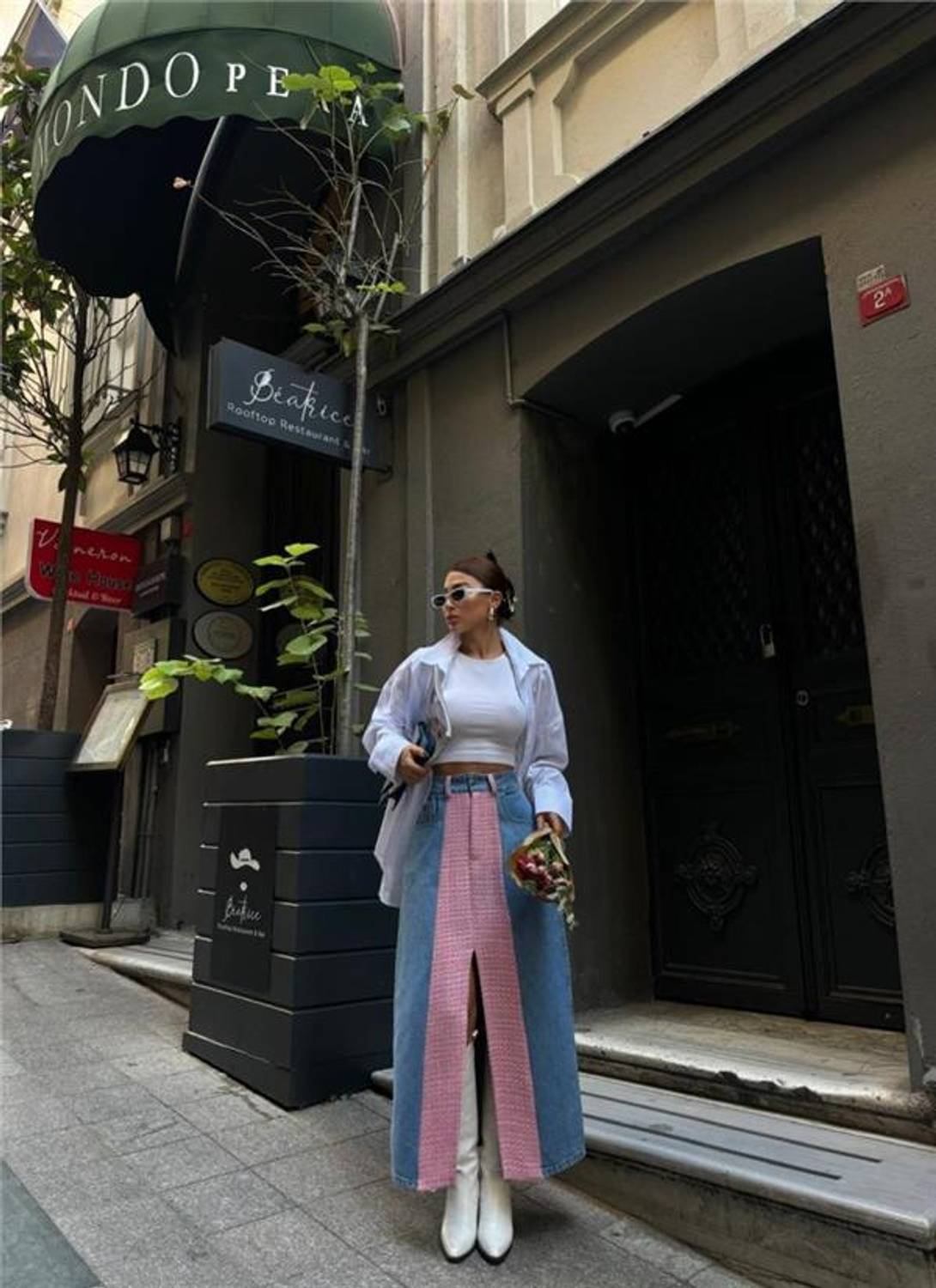 KOT ETEK PARÇALI UZUN ÖNDEN YIRTMAÇLI - Pembe