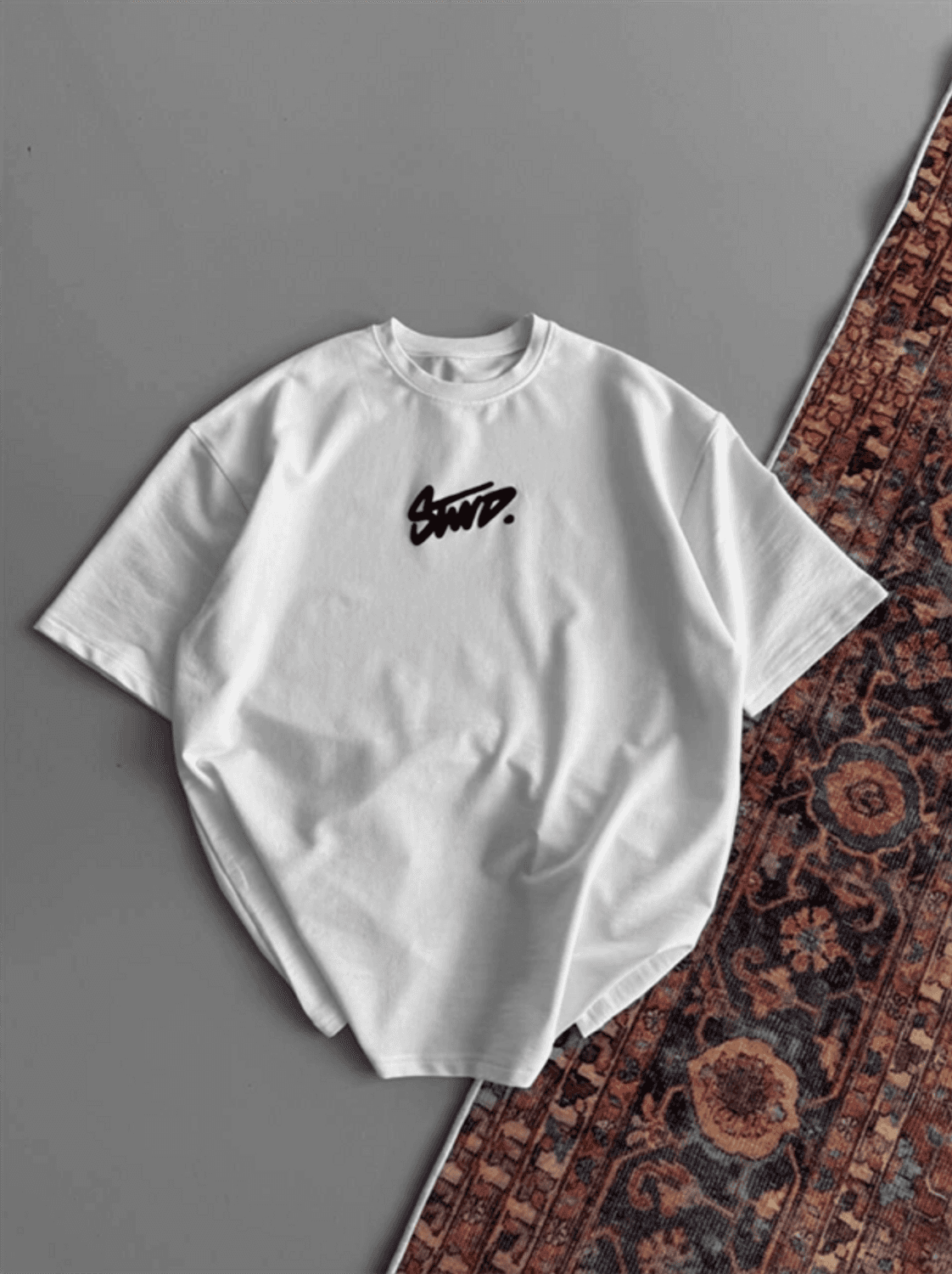 Baskılı Oversize T-Shirt - Beyaz