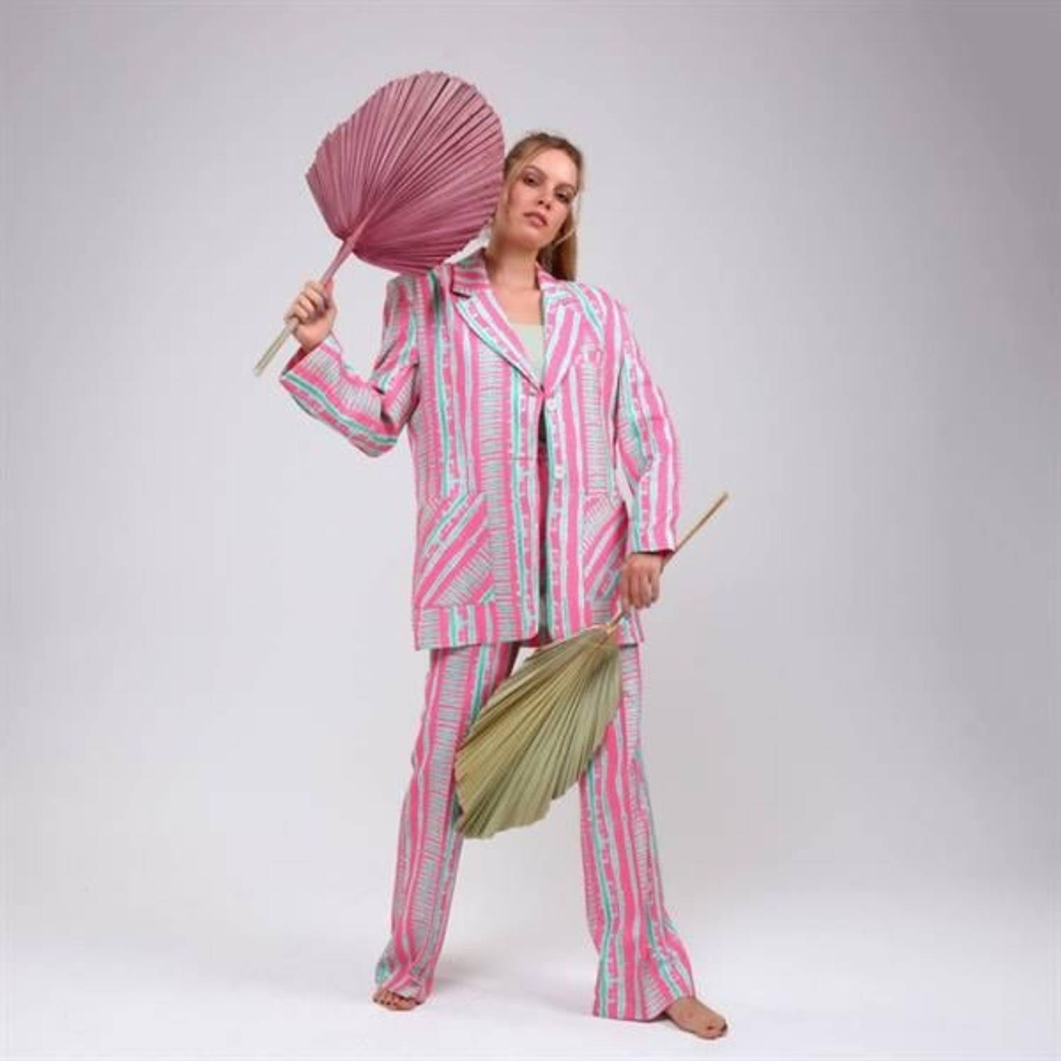 Di̇ji̇tal Baski Çi̇zgi̇li̇ Ceket