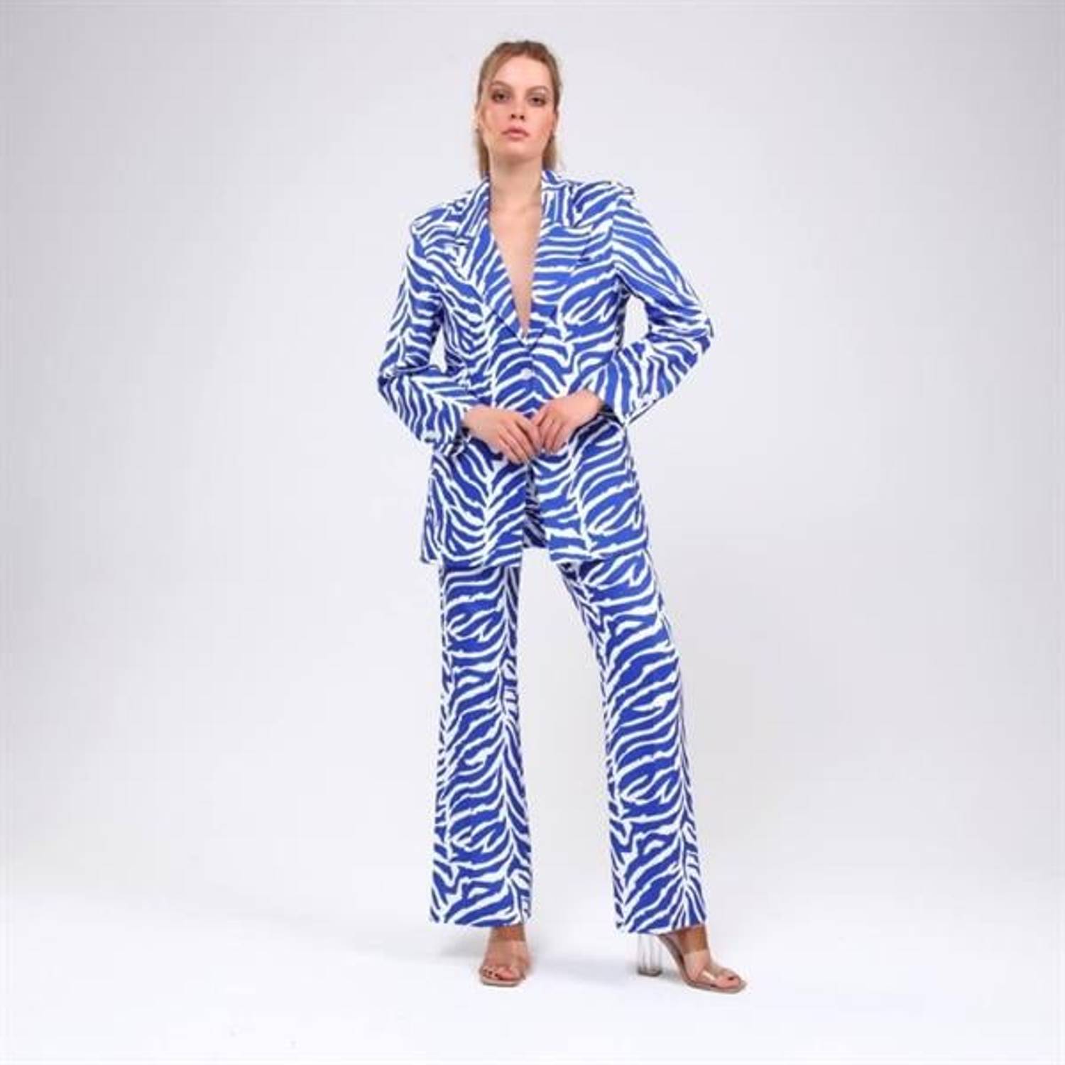 Di̇ji̇tal Baski Zebra Desenli̇ Ceket