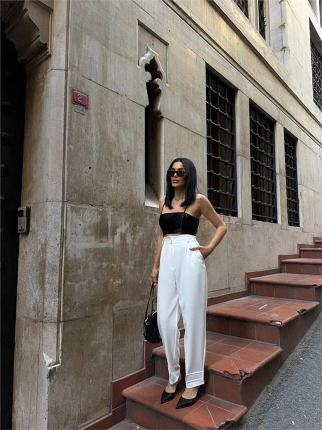 PAÇASI CIRTLI PANTOLON - Beyaz