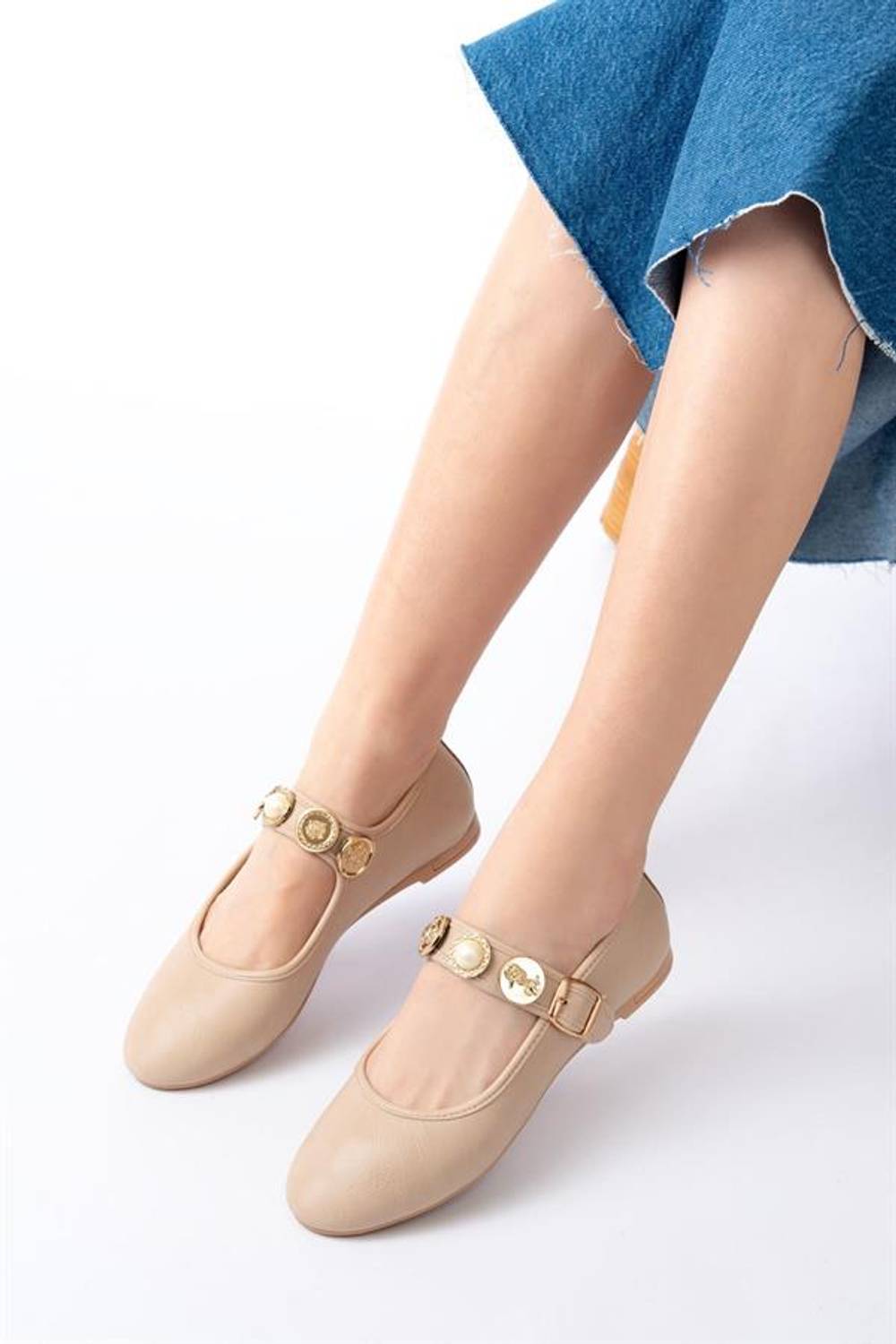 İNF-6363  Nut Baret Tokalı Günlük Bayan Ayakkabı