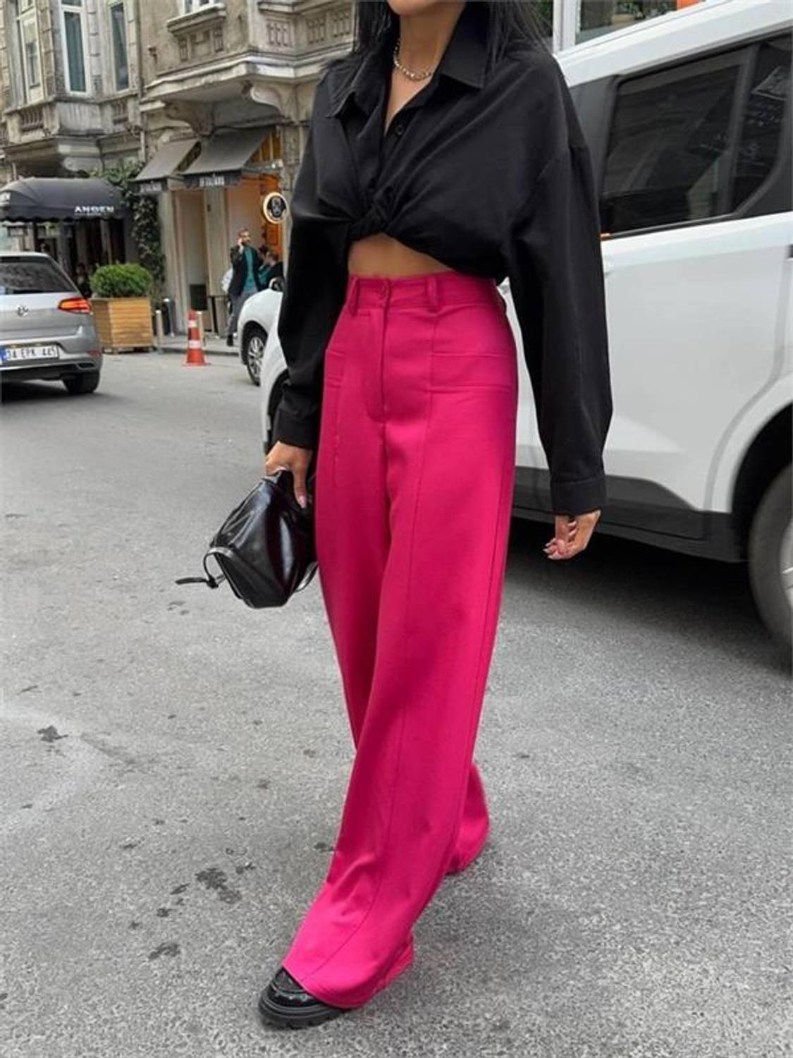 PANTOLON KAPALI CEP DETAYLI SALAŞ PANTOLON - Fuşya