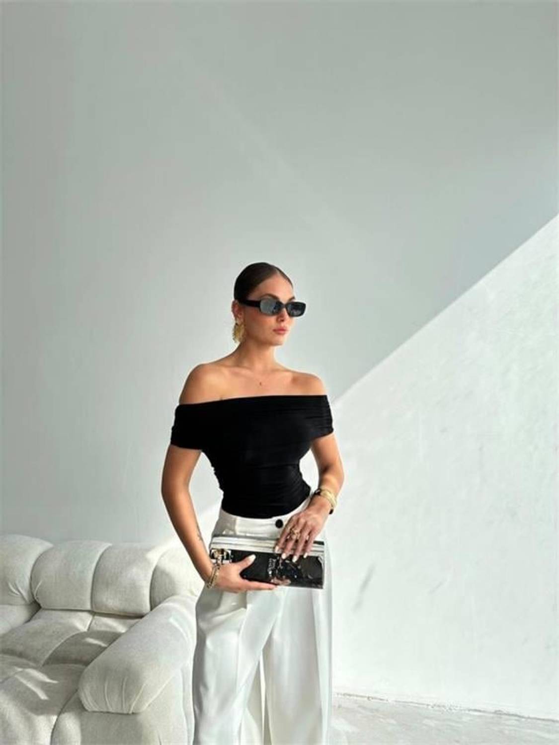 SANDY MADONNA YAKA BODYSUİT - Siyah