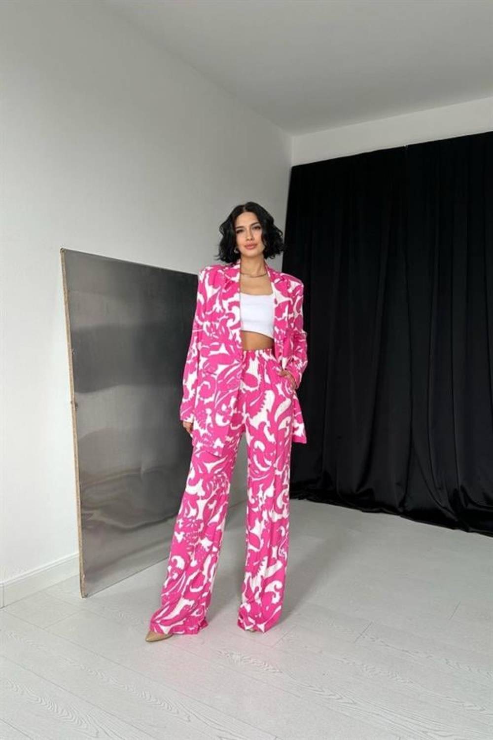 Fuşya Ceket Ve Pantolon Takım