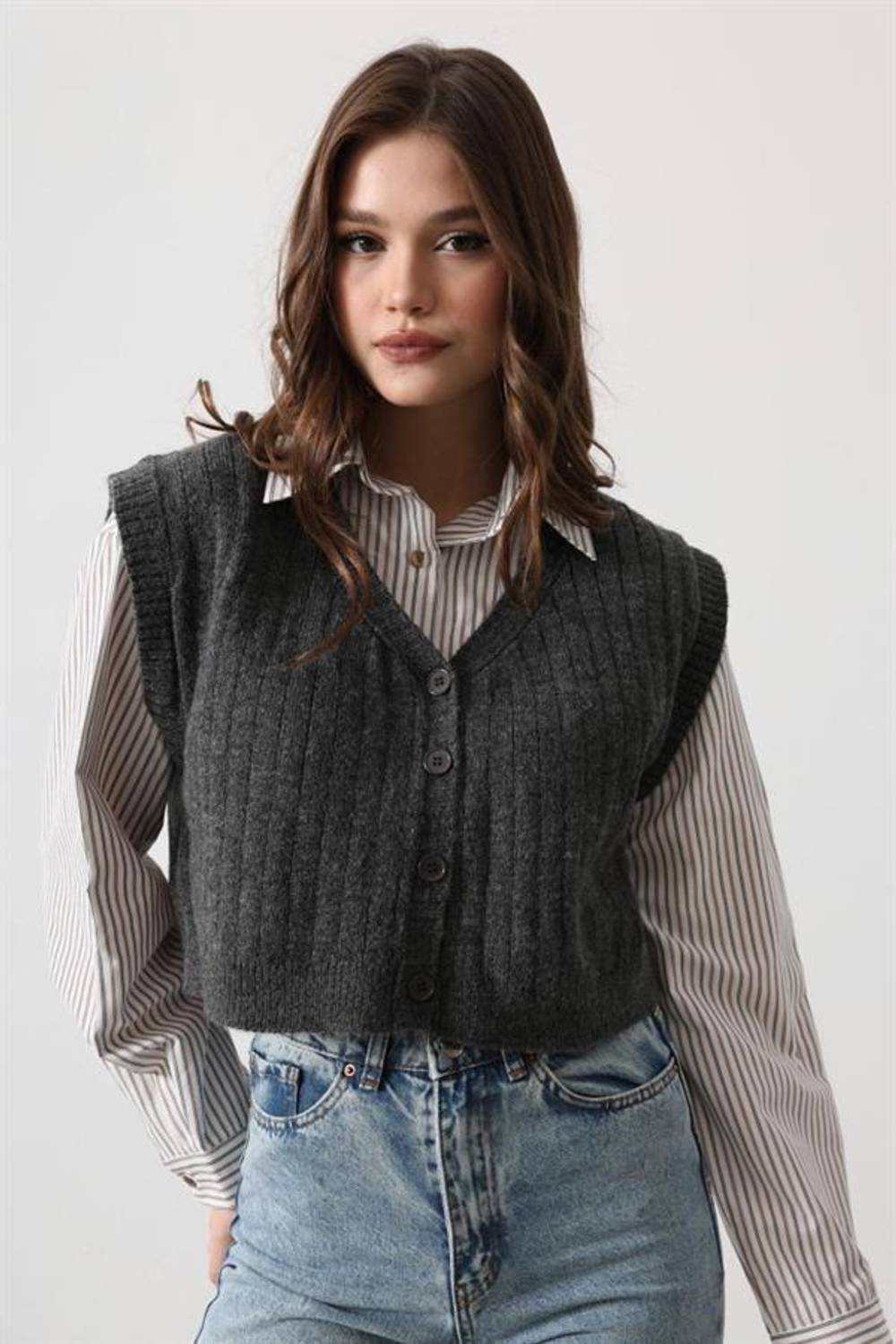 Trikolu Çizgili Gömlek - Pembe