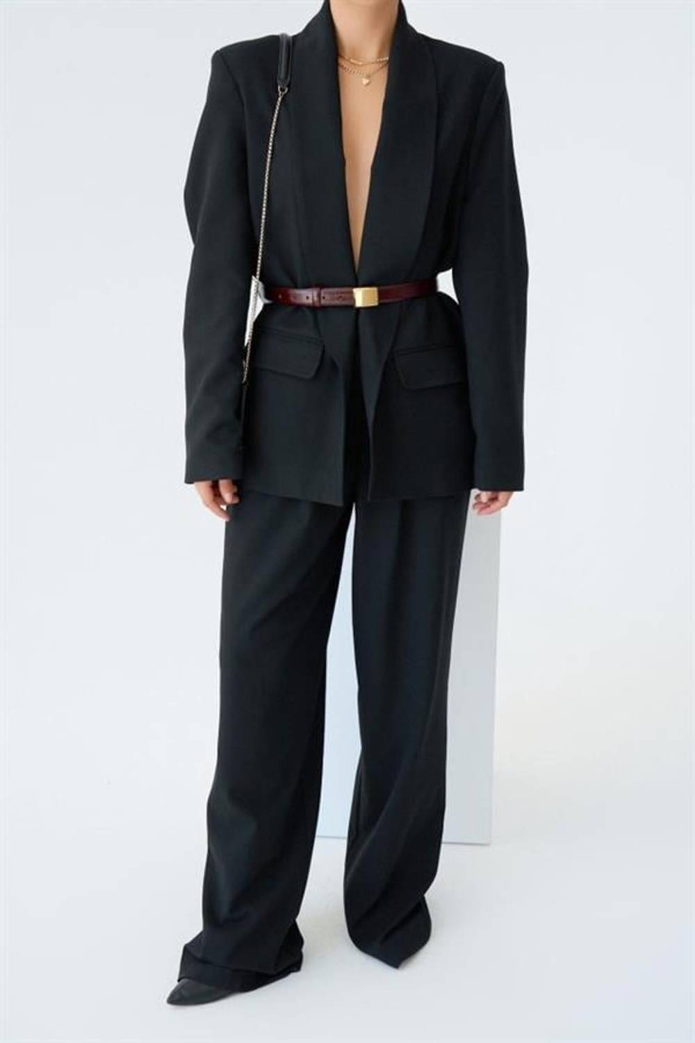 Astarı Leopar Ceket - Siyah