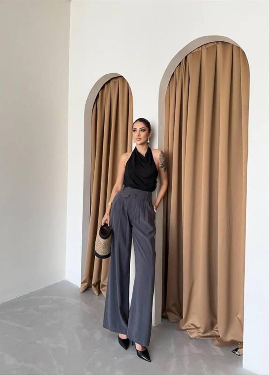 PİLE VE CEP KAPAK DEYALI SALAŞ PANTOLON - Antrasit