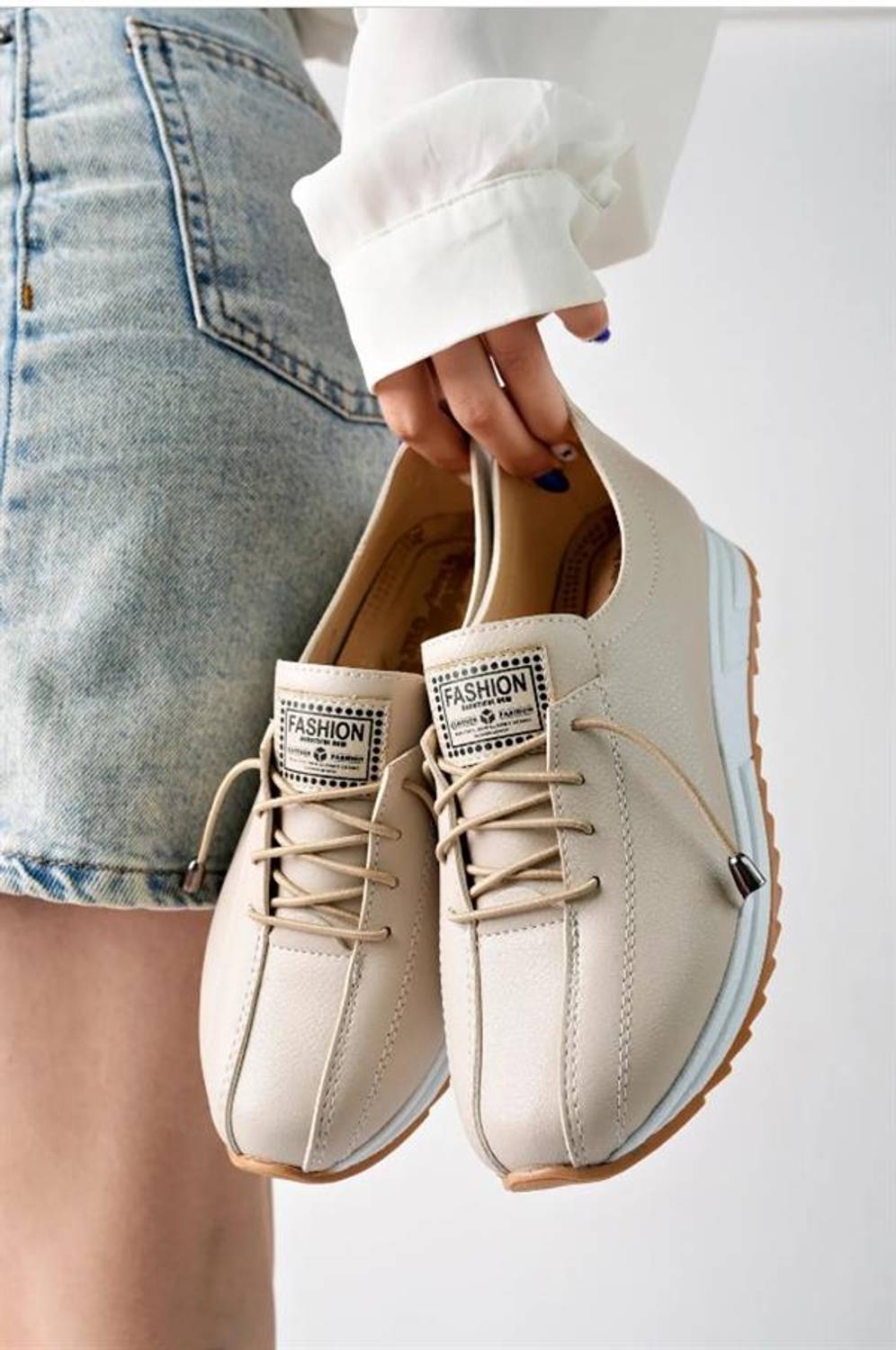 Kadın Ten Lastik Bağcıklı Ortopedik Taban Babet