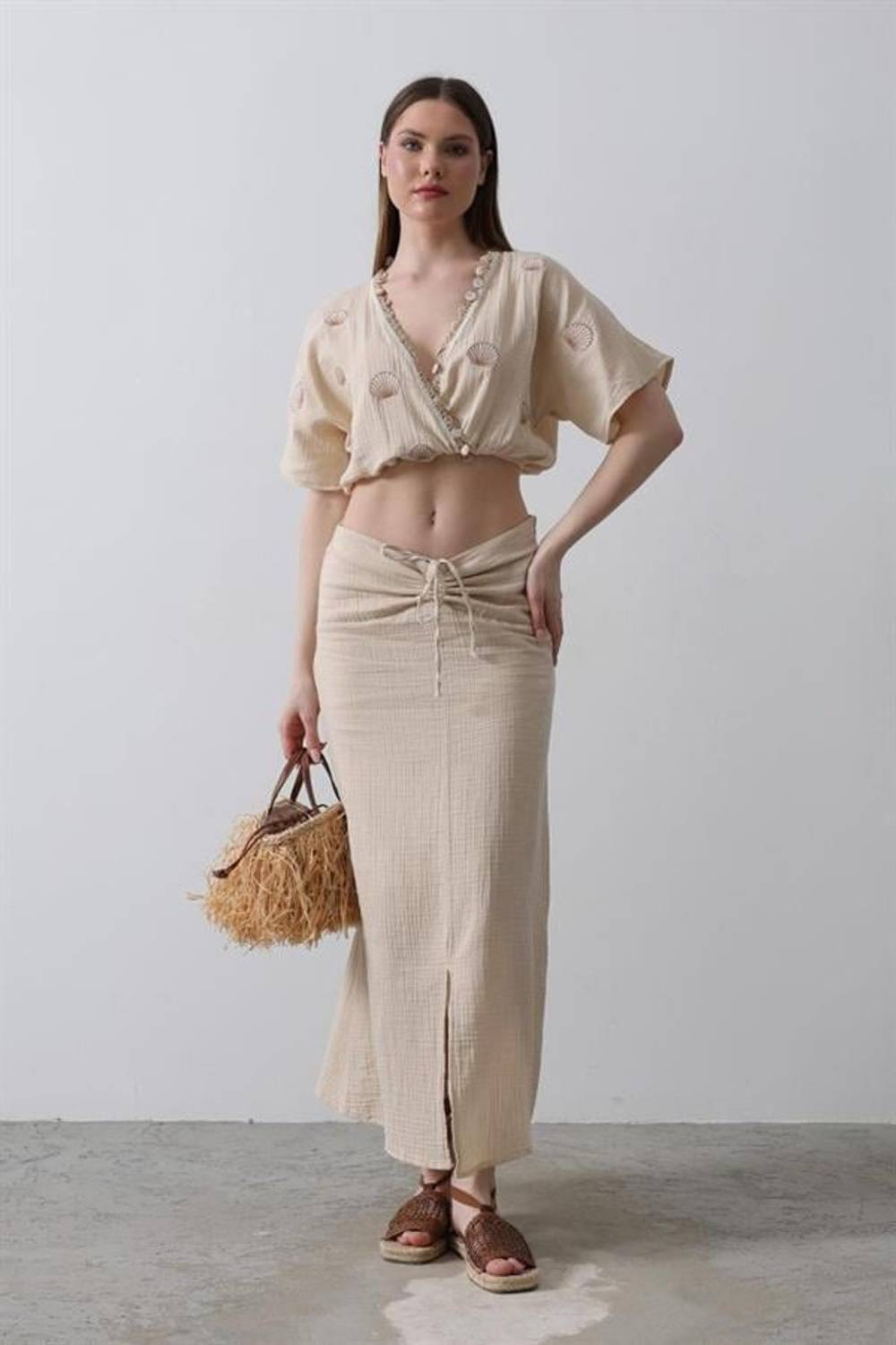 İstiridyeli Müslin Takım - Taş