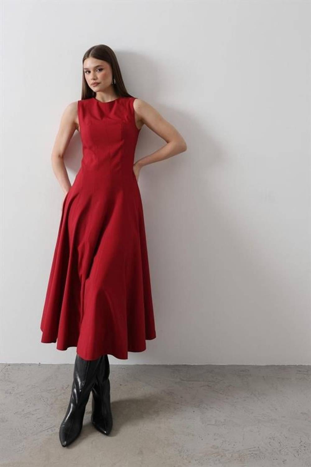 Kolsuz Uzun Elbise - Mürdüm