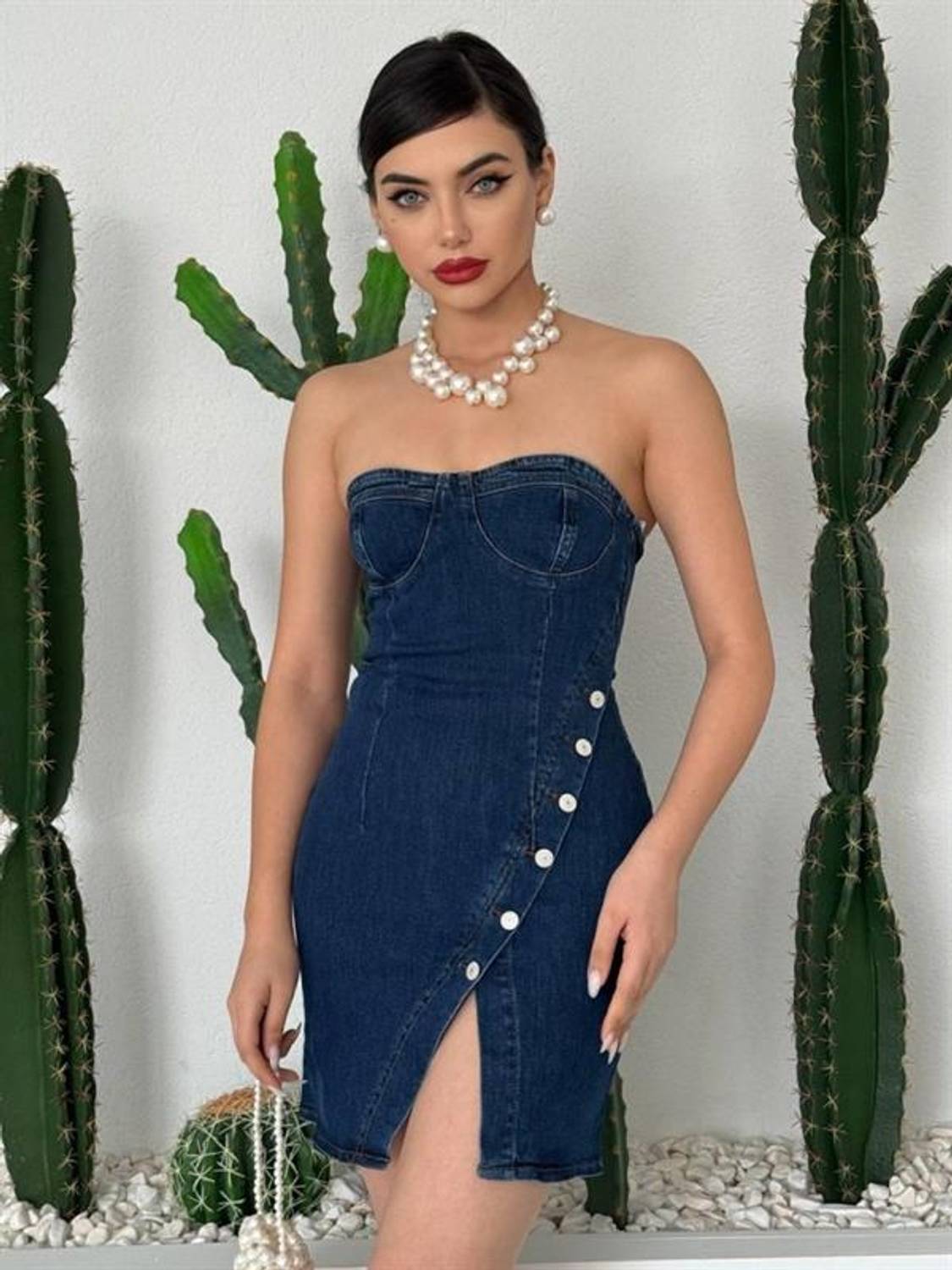 Nerg Düğme Detaylı Elbise