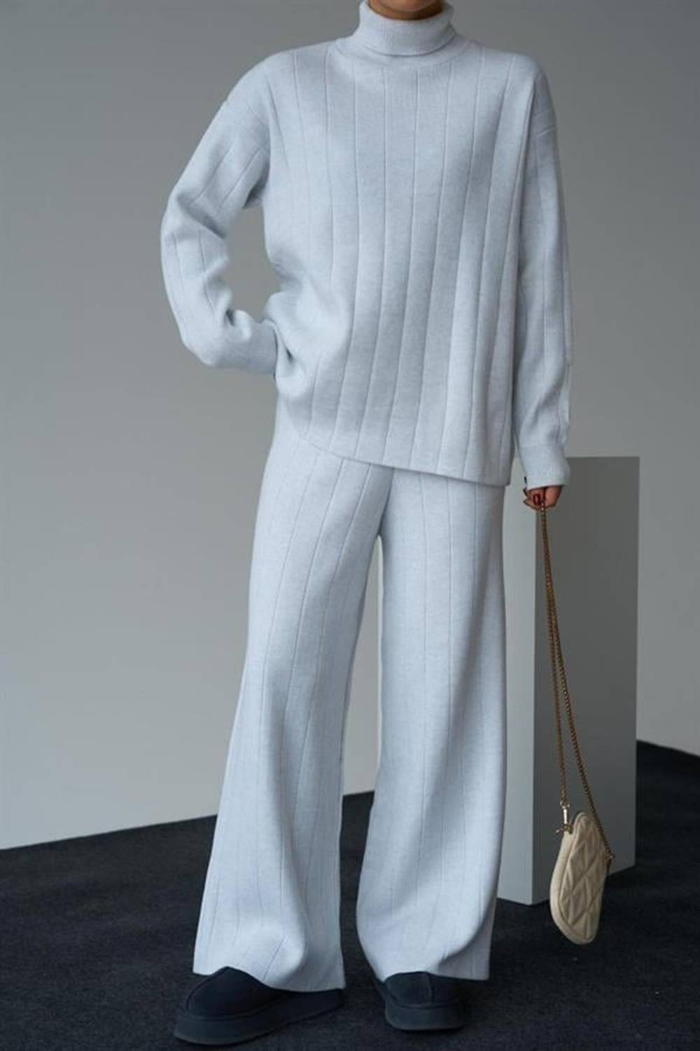 Balıkçı Yaka Triko Takım - Karmelanj