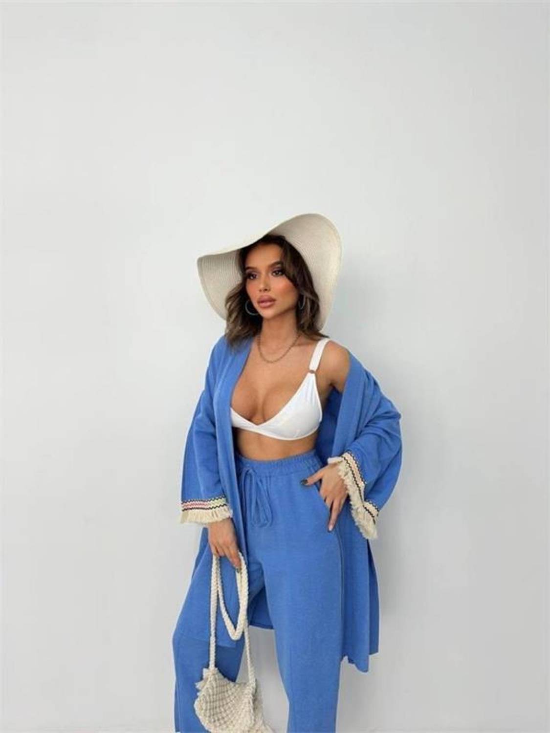 KOLUCU PÜSKÜL KİMONO TAKIM - Mavi