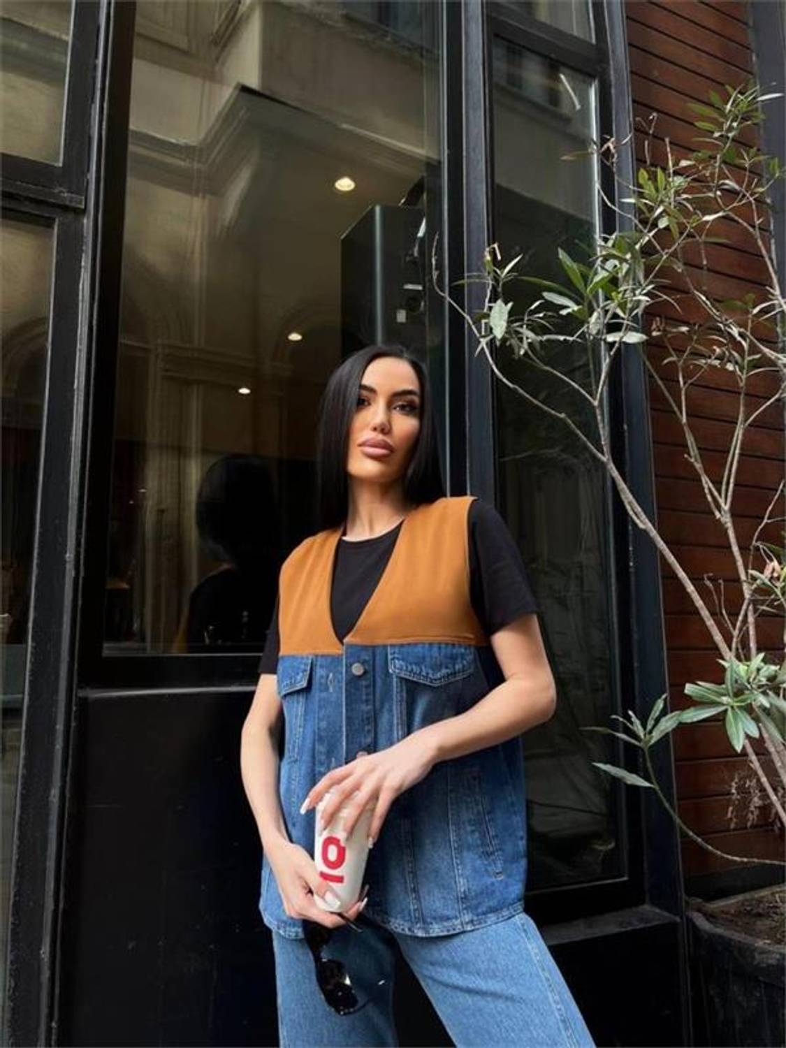 PARÇALI KOT YELEK (ÜST ATLAS) - Kahverengi