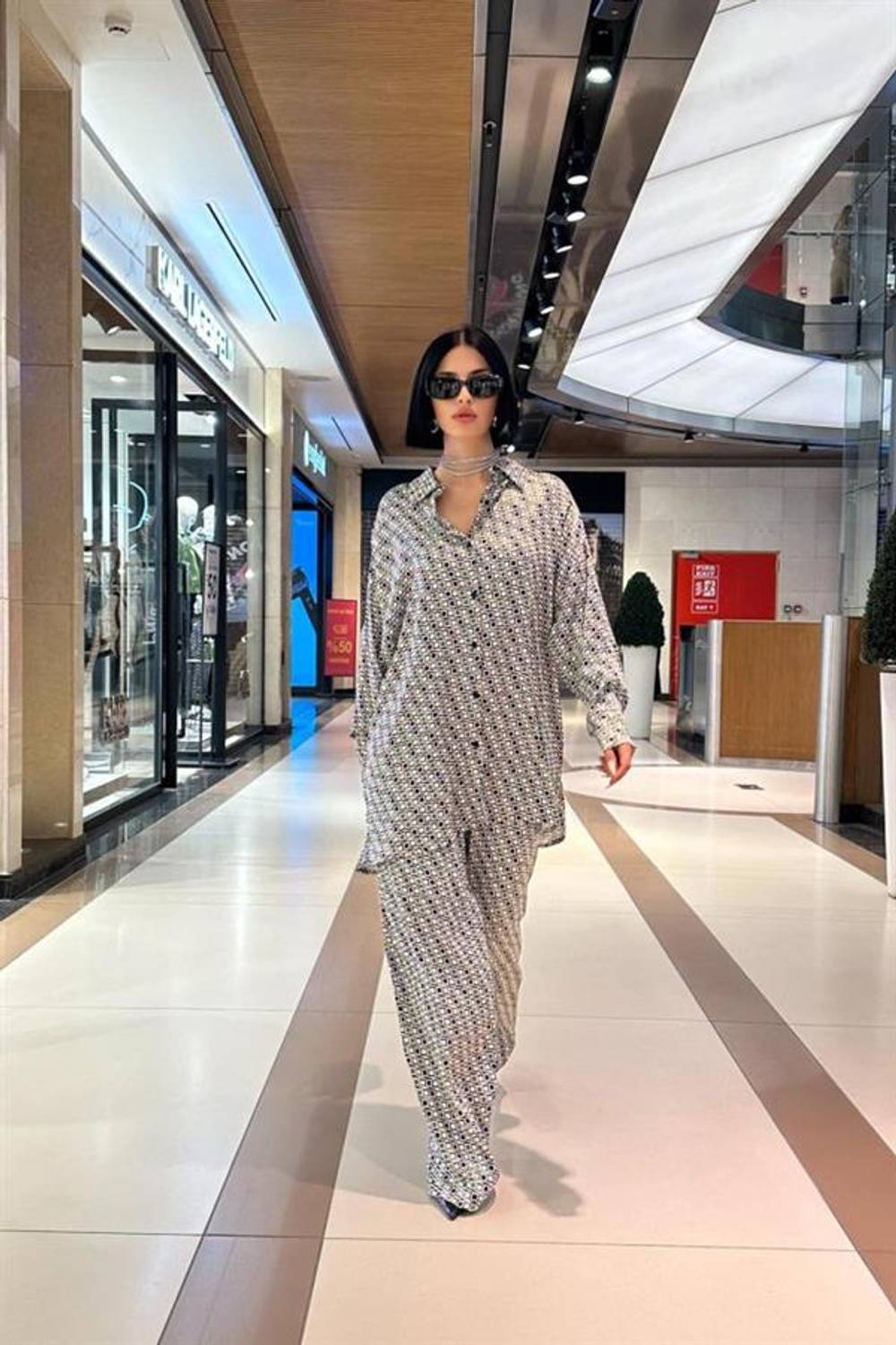 Yeşil Dijital Desenli Gömlek Ve Pantolon Takım