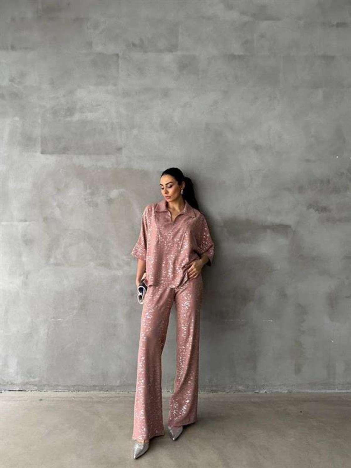 VARAKLI BLUZ PANTOLON TAKIM - Pudra