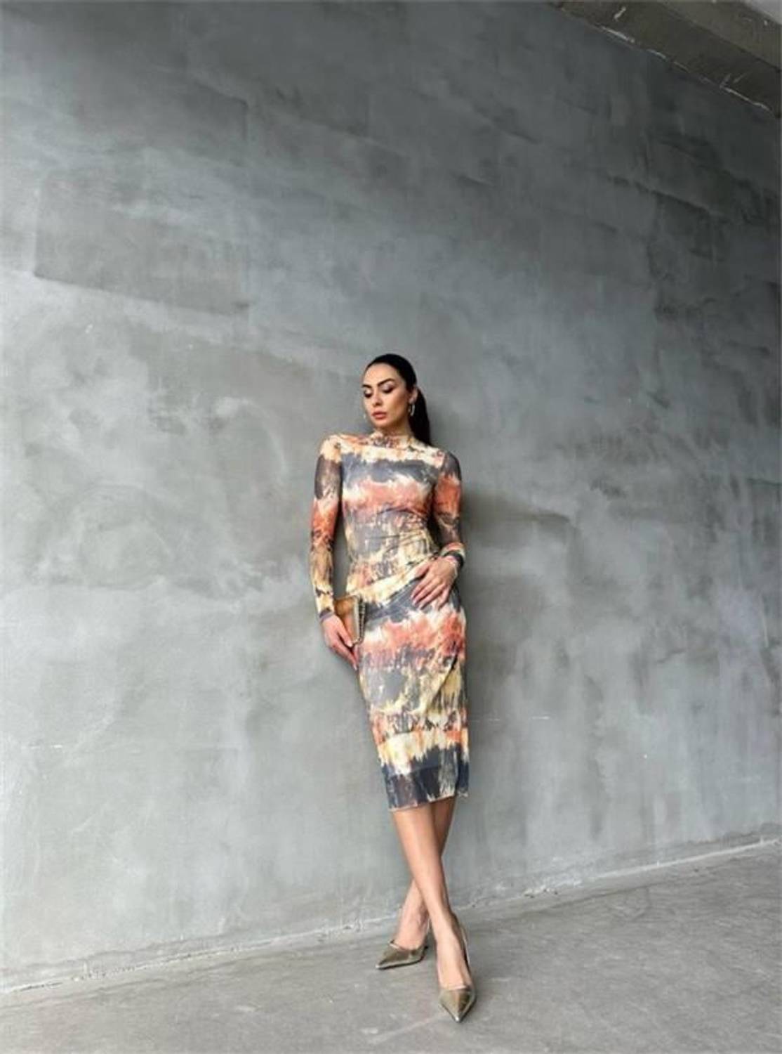 KARIŞIK RENKLİ TÜL ELBİSE - Renkli