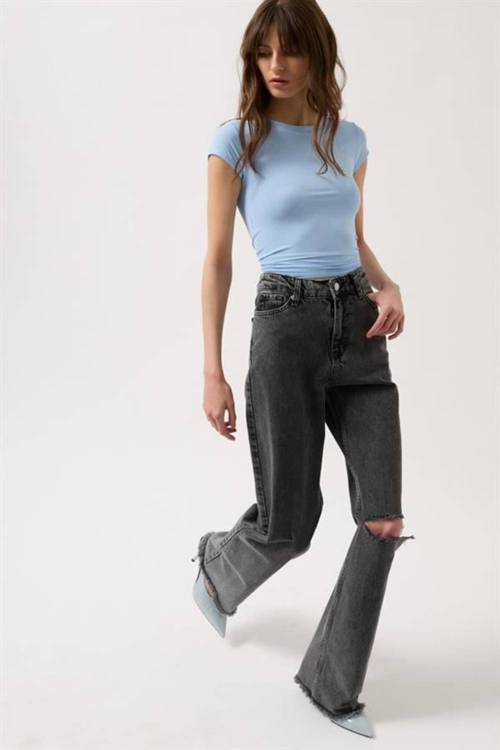 Lazer Kesim Wide Leg Jean