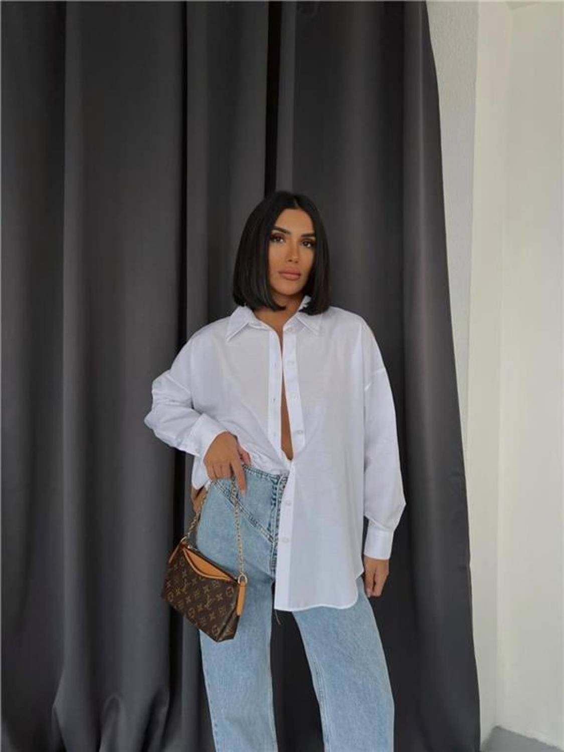 PARÇALI GÖMLEK ARKASI ÖRME - Kahverengi