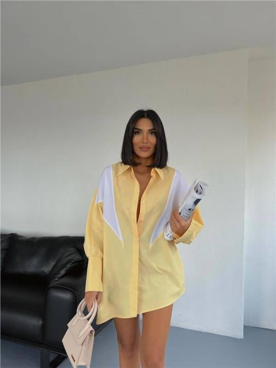 GÖMLEK ÜÇGEN PARÇALI - Sarı