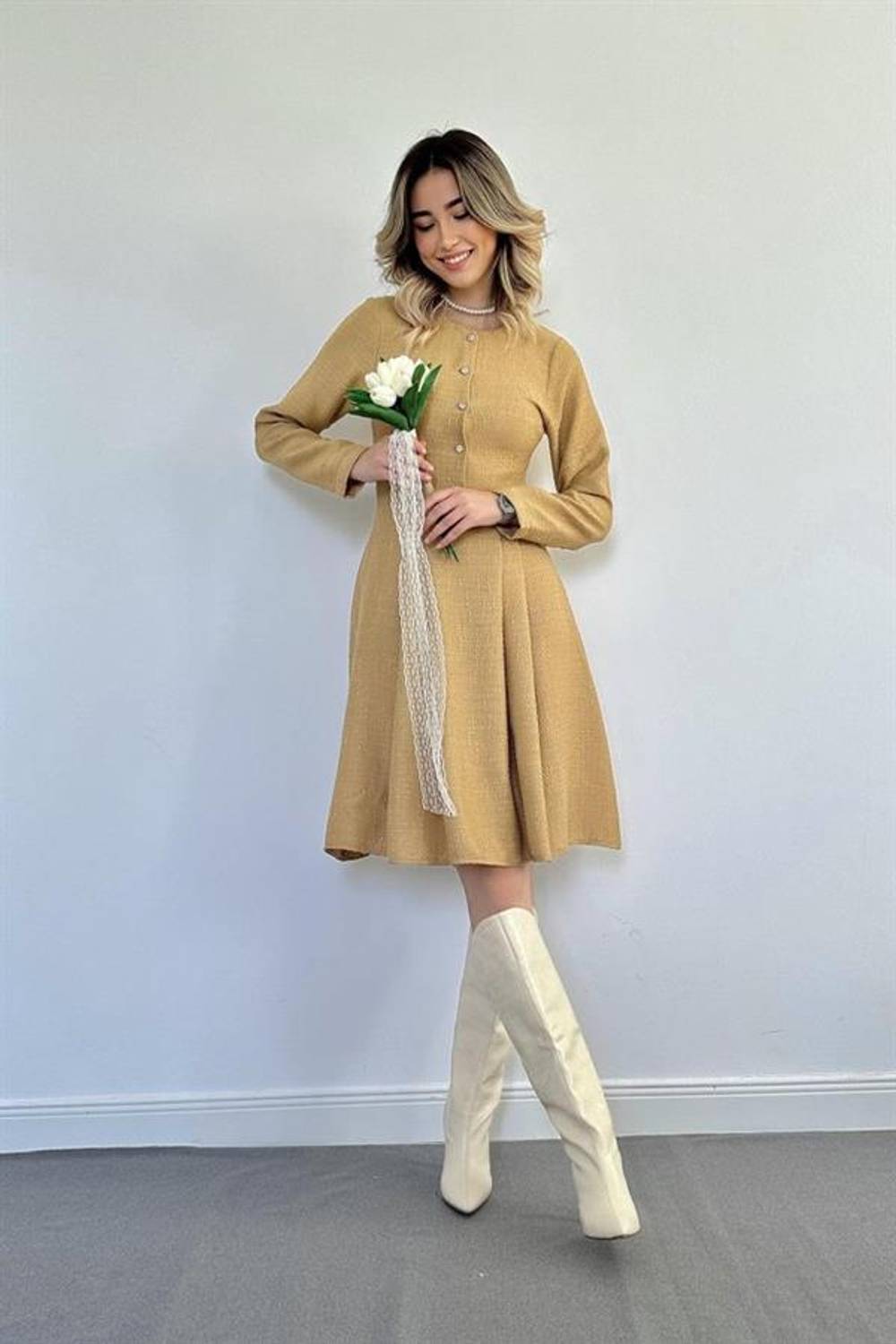 Vizon Kısa Klasik Elbise