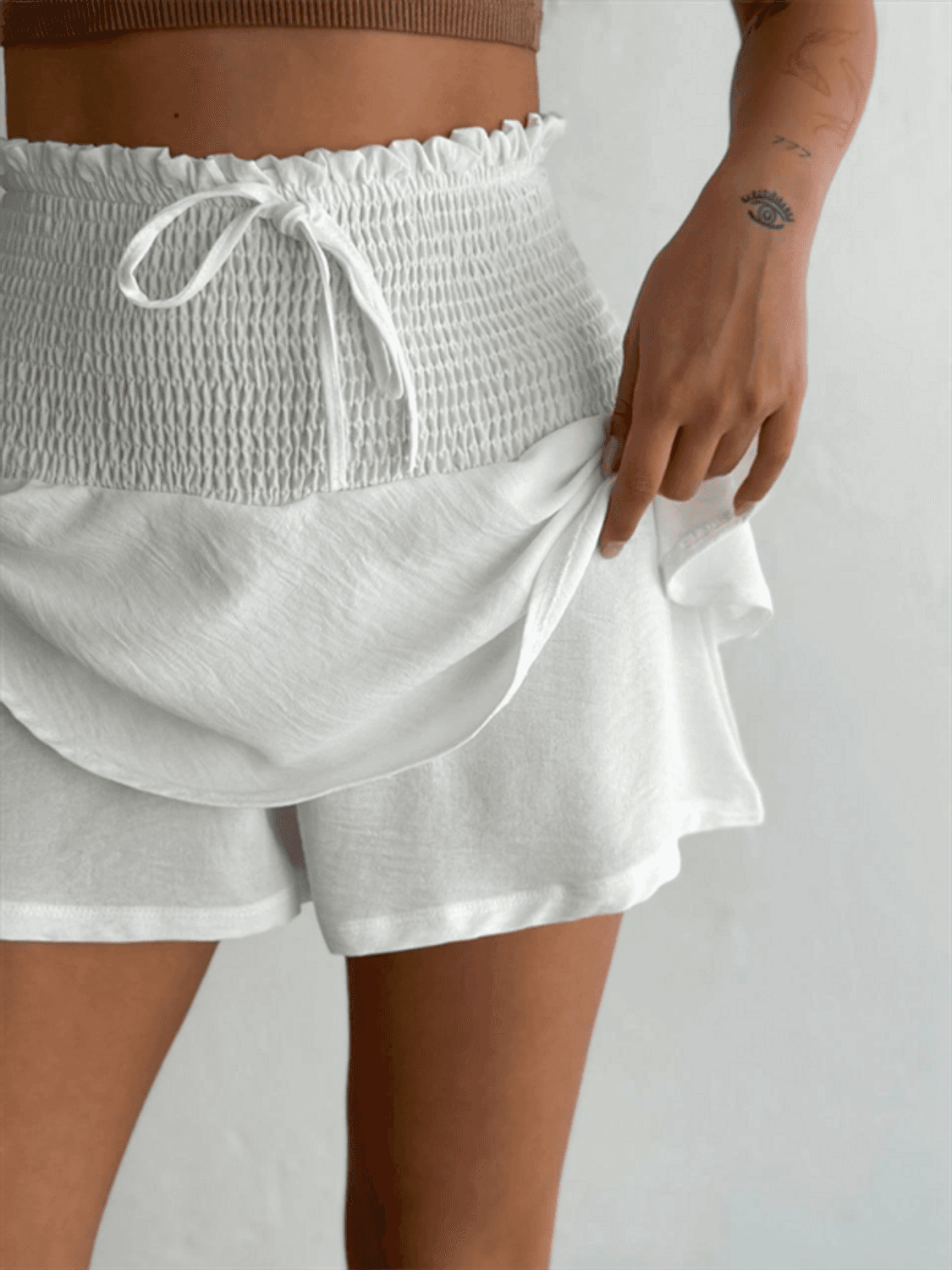 Ayrobin Şortlu Etek - Beyaz