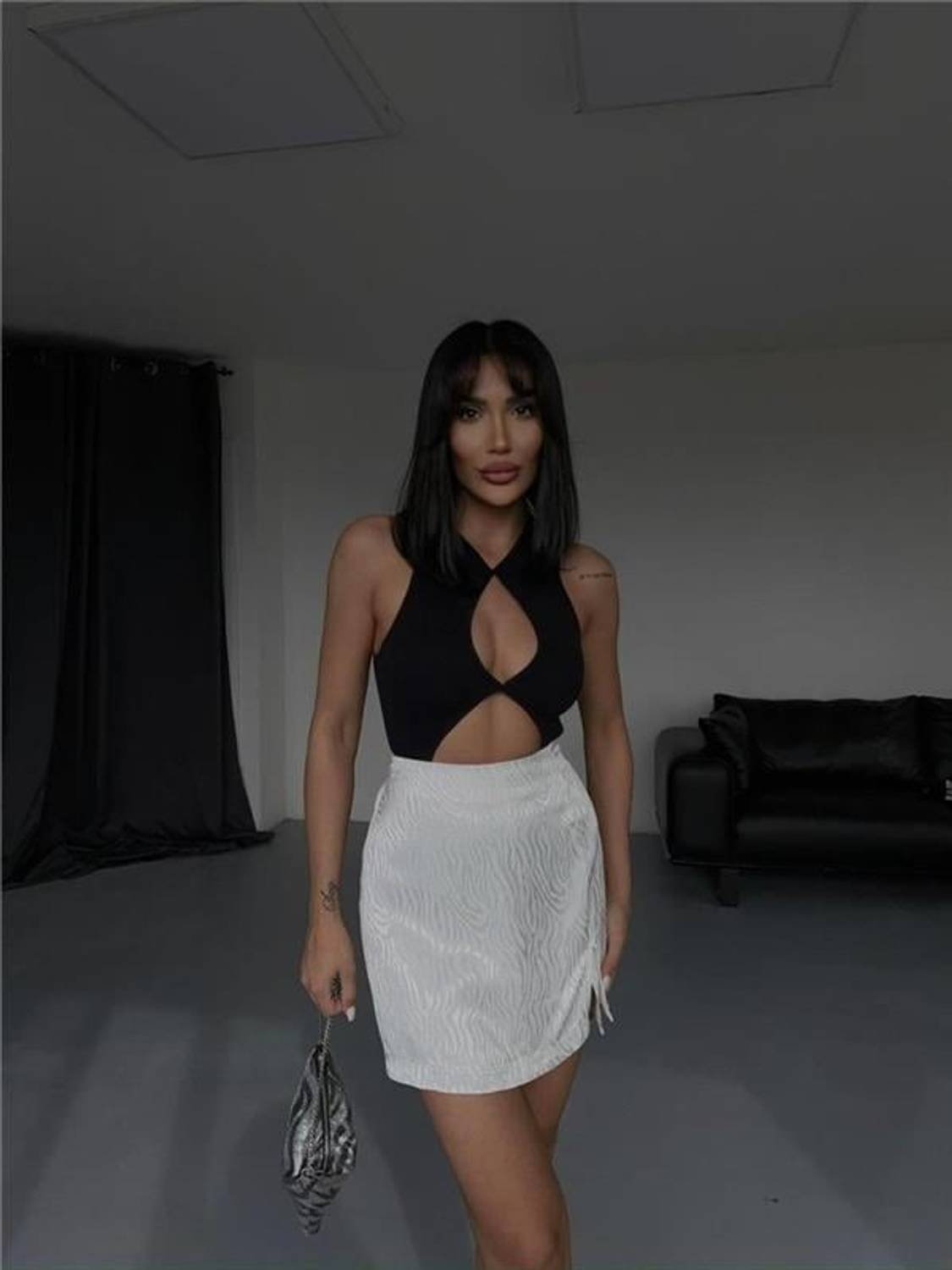 JAKARLI ŞORT ETEK - Beyaz