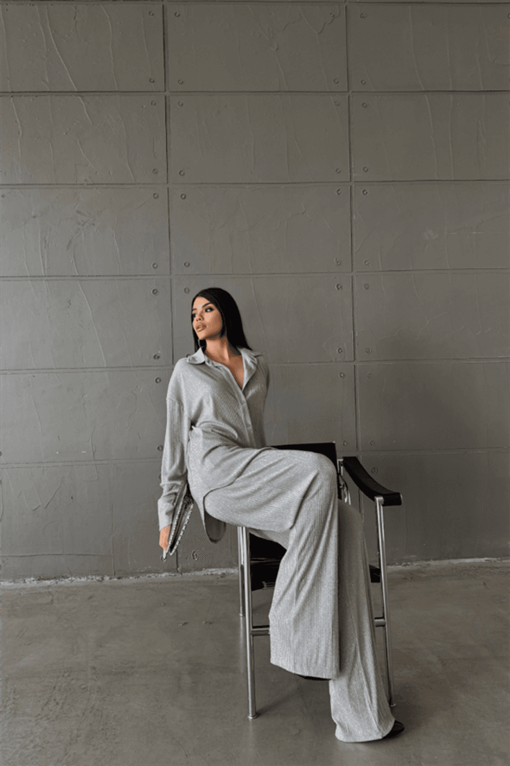 SİMLİ GÖMLEK - PANTOLON TAKIM - Gümüş