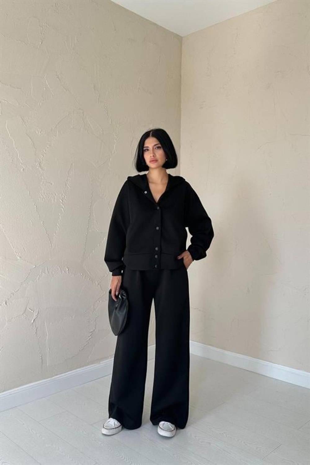 Siyah Beli Lastikli Ceket Ve Pantolon Takım