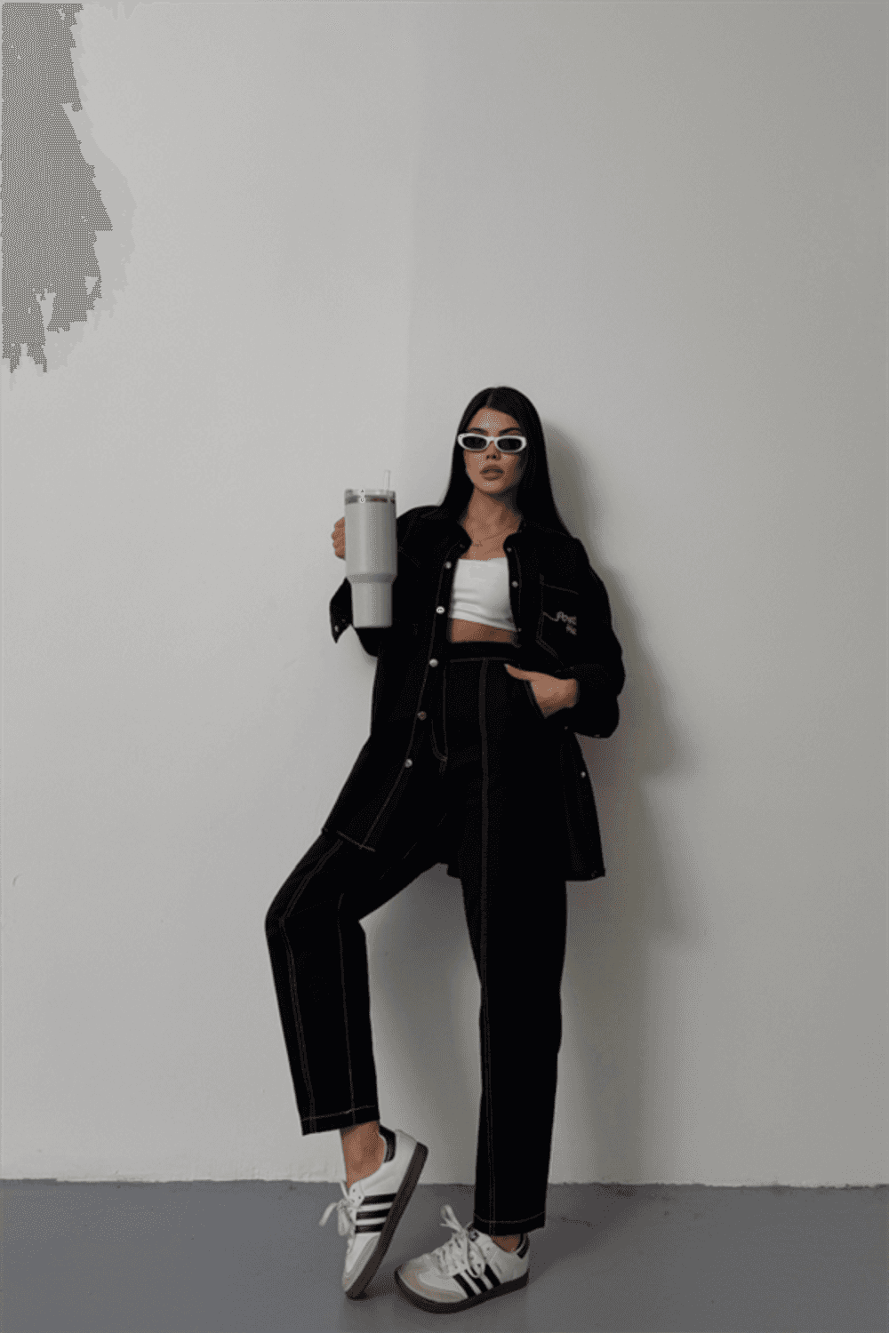 DENİM PUNTOLU GÖMLEK-PANTOLON TAKIM - Pembe