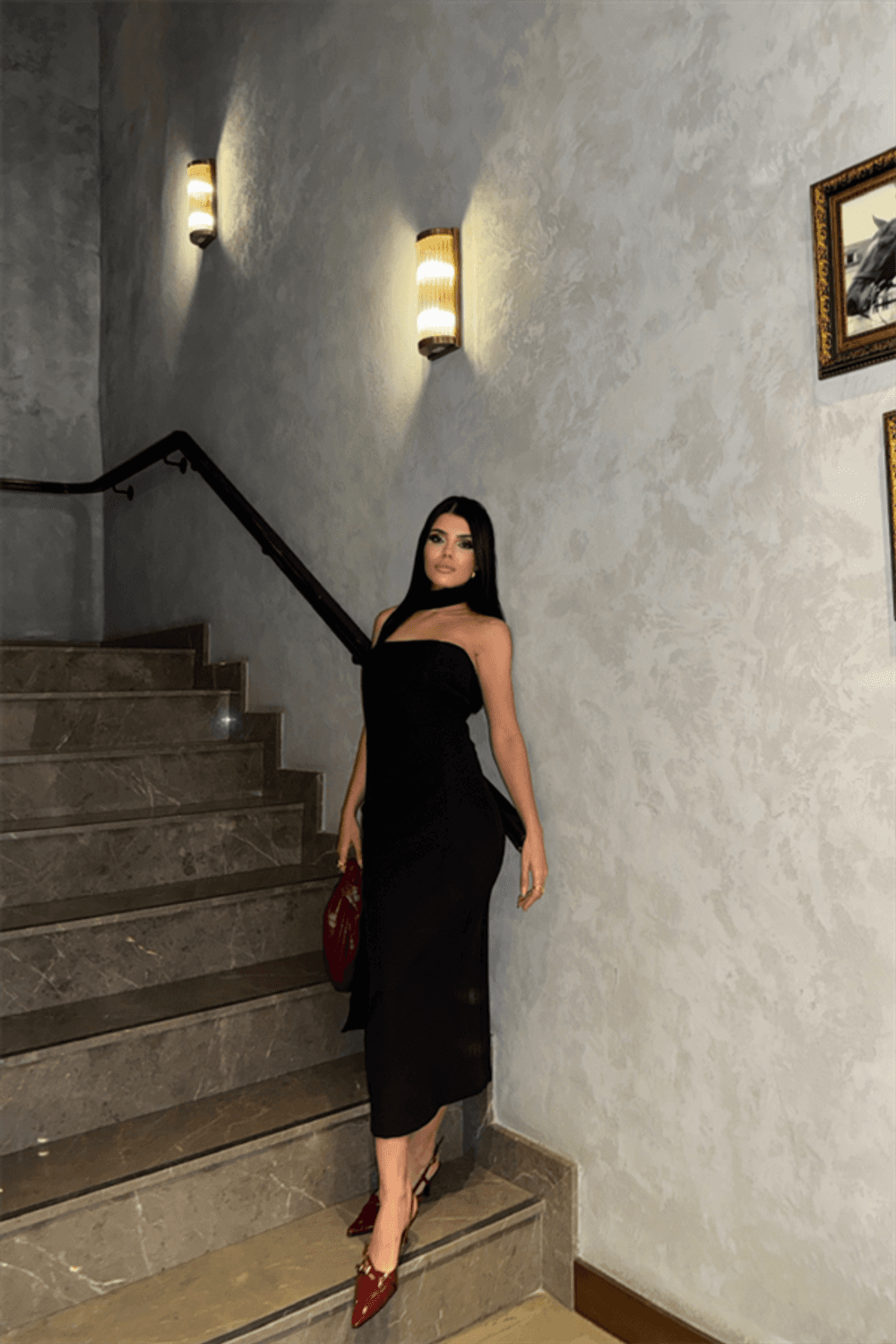 STRABLEZ ELBİSE BOYUN KUŞAK DETAYLI - Siyah