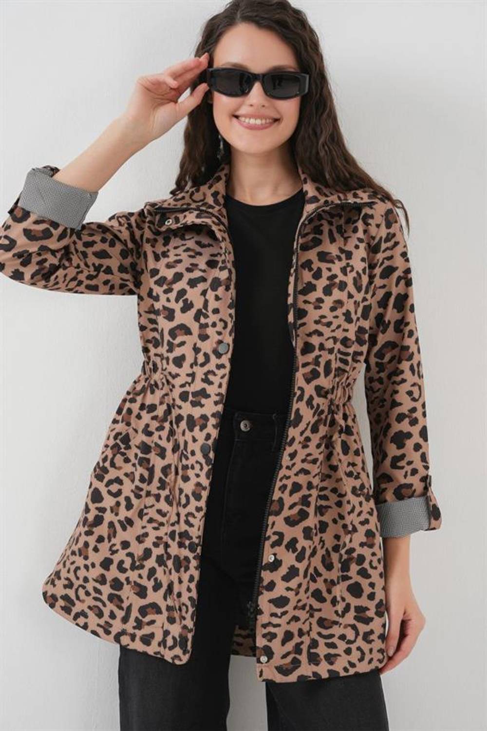 10322 Beli Büzgülü Trençkot - B.Kahverengi