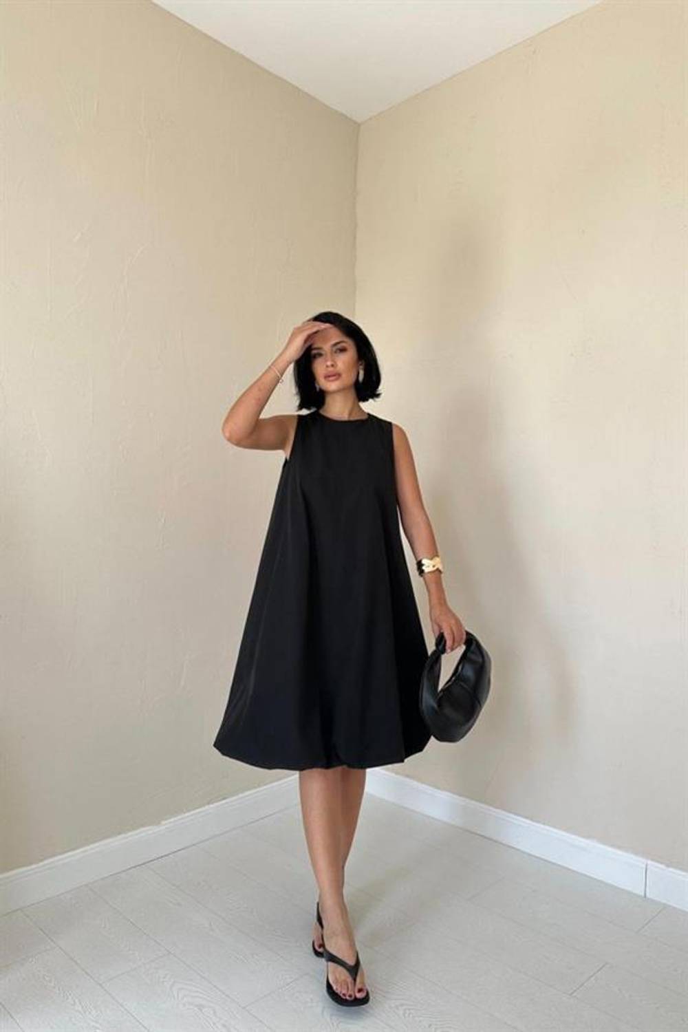 Siyah Comfort Balon Elbise