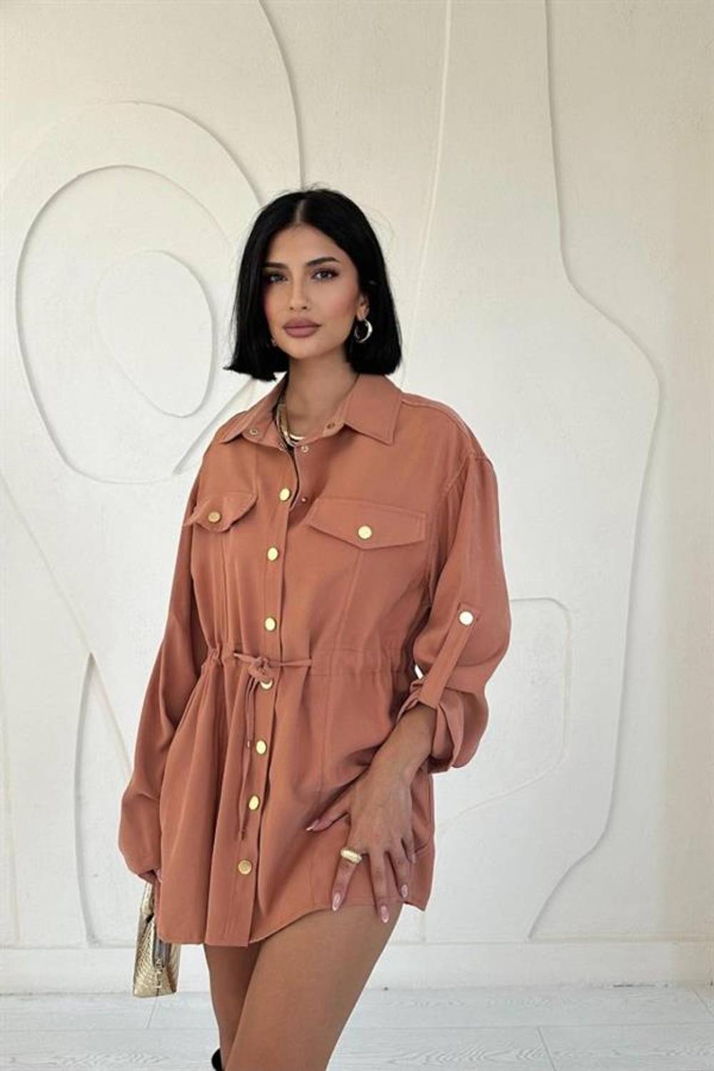 Kiremit Çıtçıtlı Tünelli Gömlek