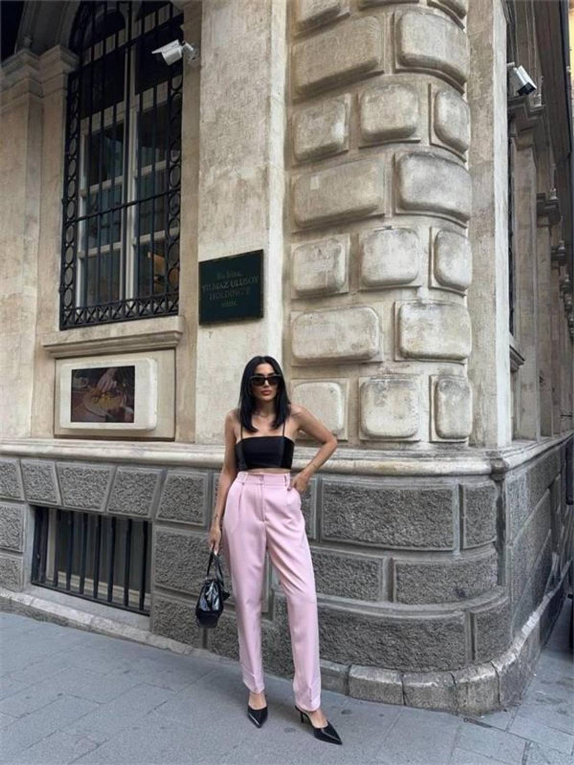 PAÇASI CIRTLI PANTOLON - Pudra