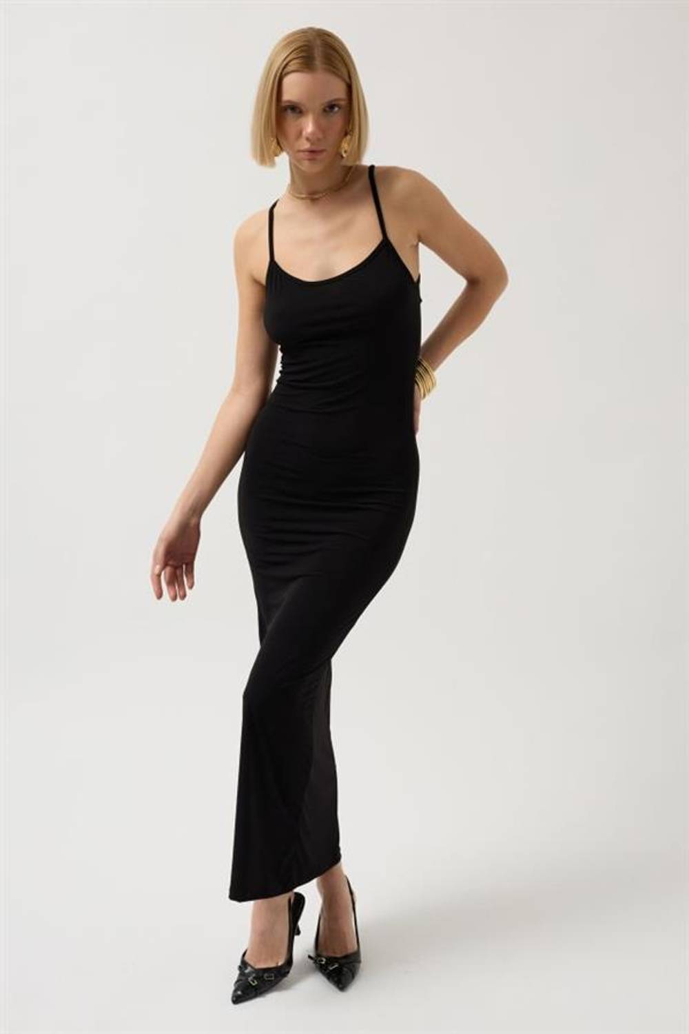 İnce Askılı Maxi Elbise