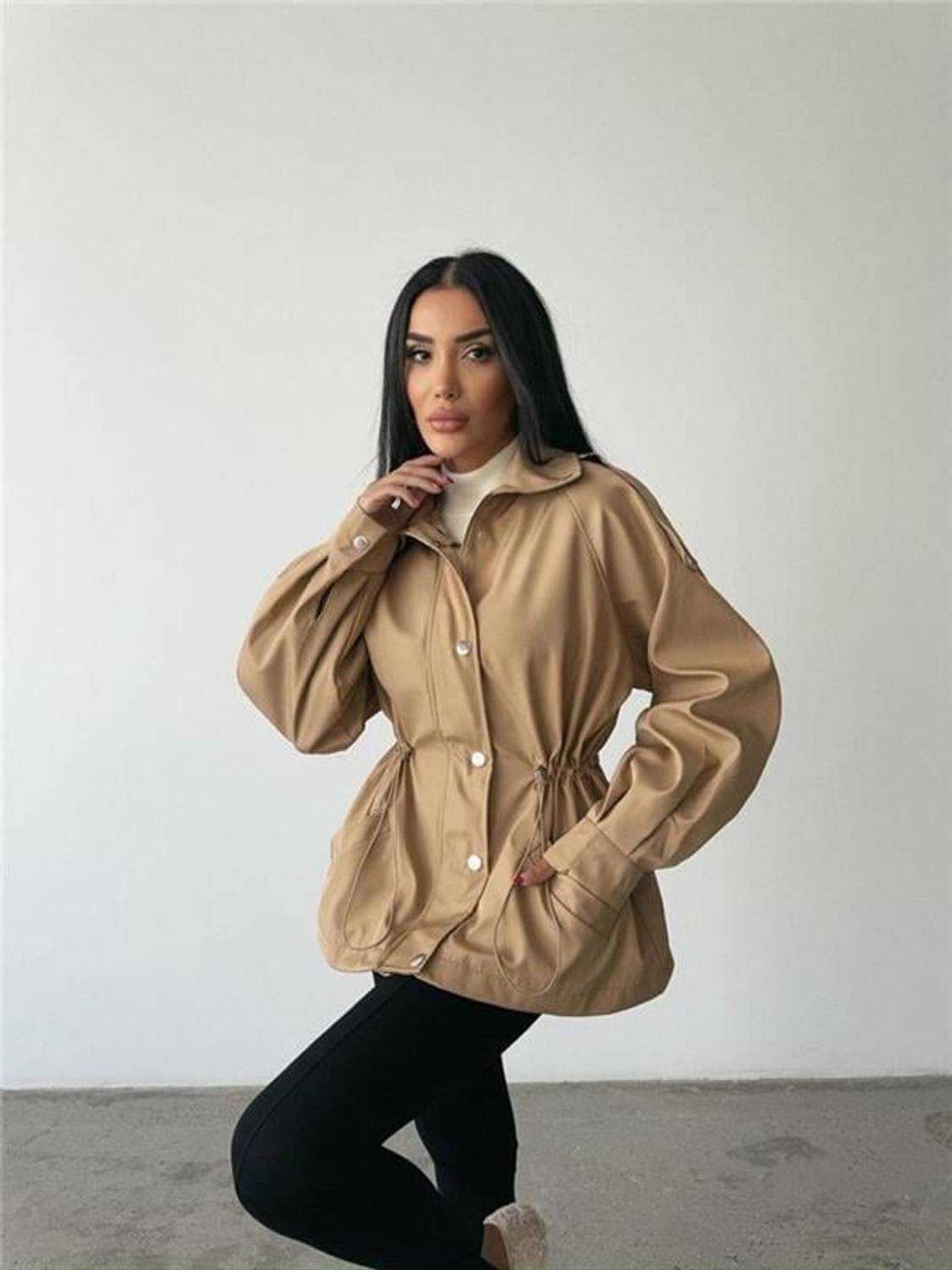 MONT BEL BÜZGÜ BALIKÇI YAKA SOFT KUMAŞ - Kahverengi