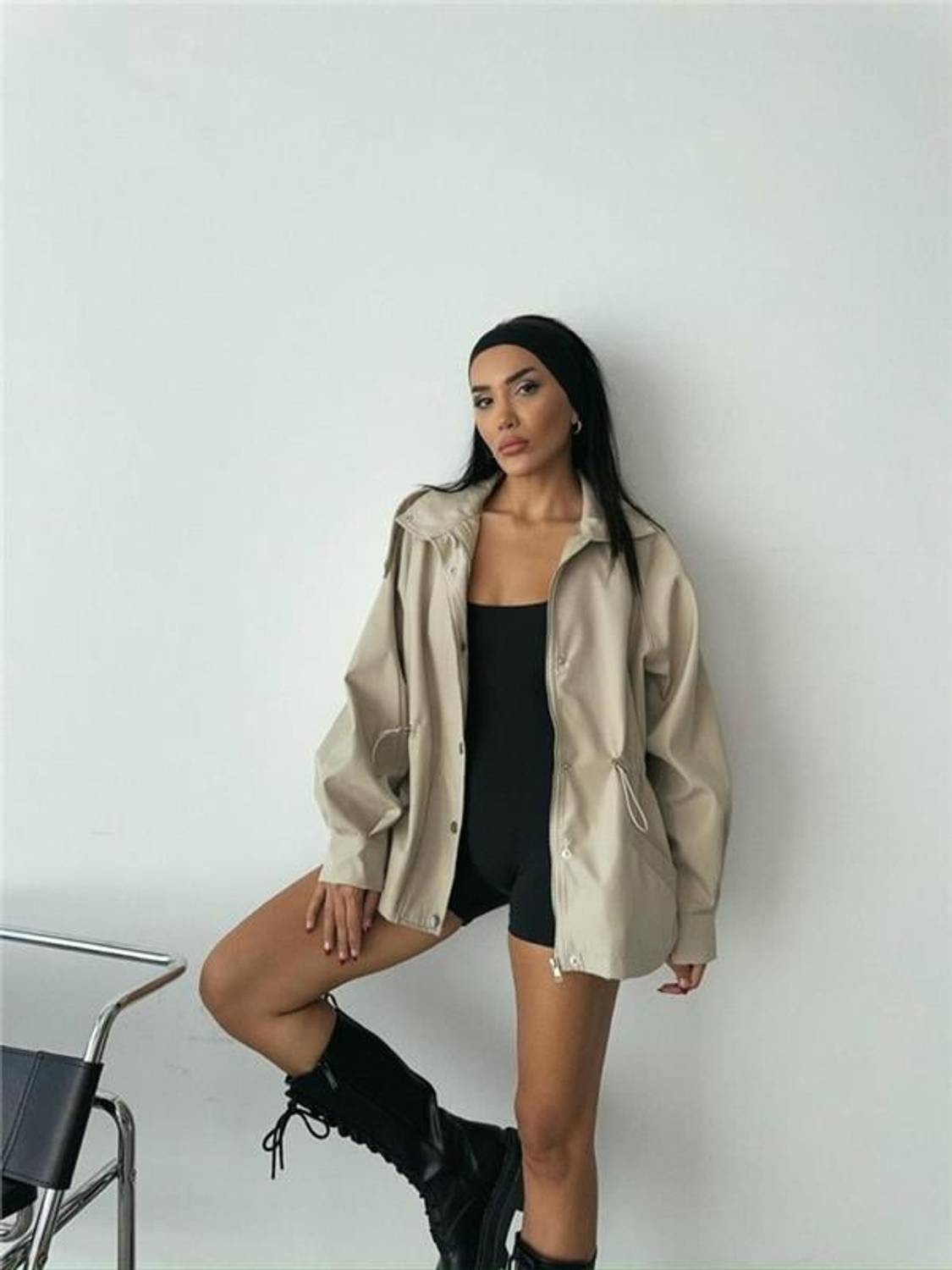 MONT BEL BÜZGÜ BALIKÇI YAKA SOFT KUMAŞ - Taş