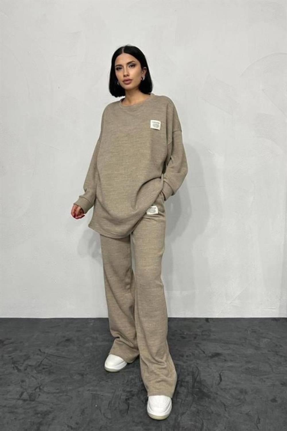 Bej Salaş Bluz Ve Pantolon Takım